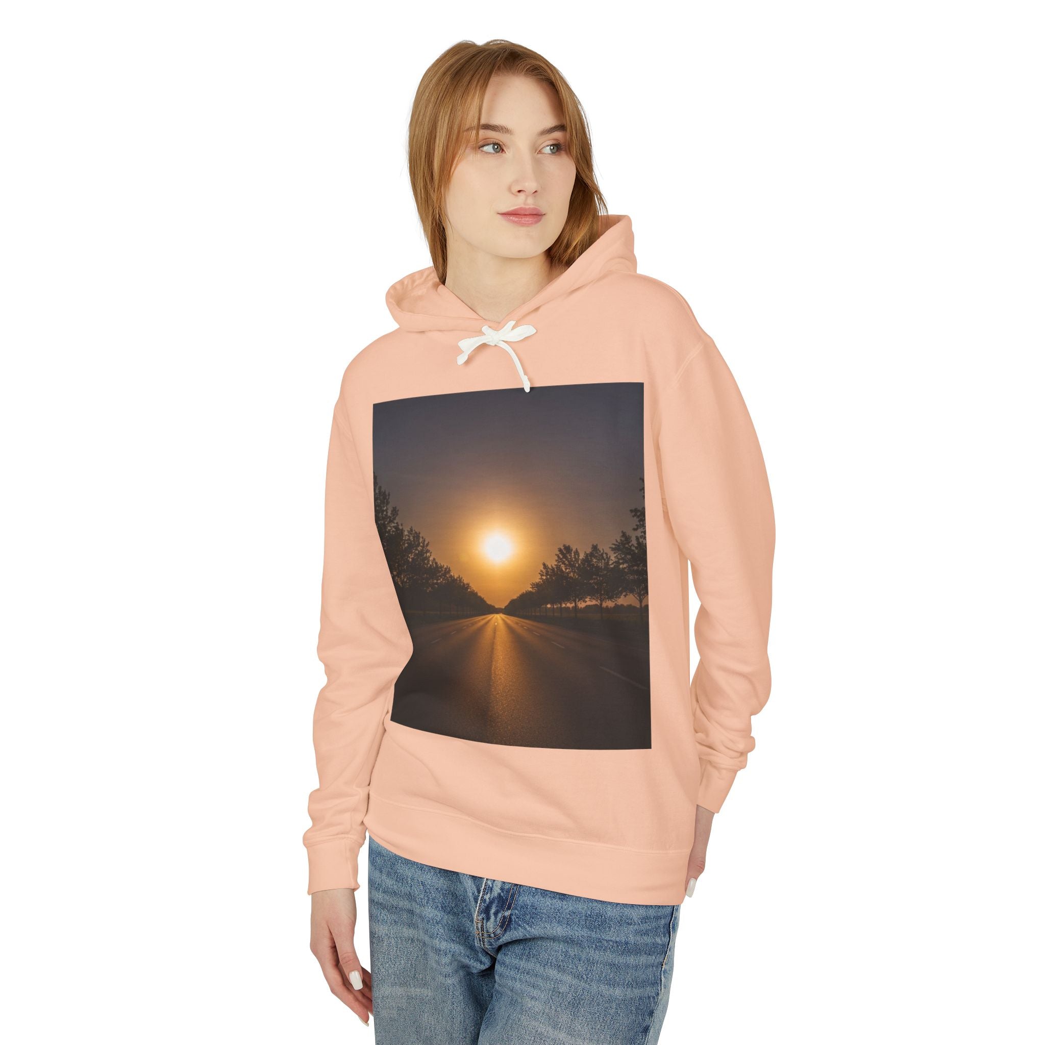 Sunset Vibes Hoodie — Scenic Sunset Road Graphic Hooded Sweatshirt