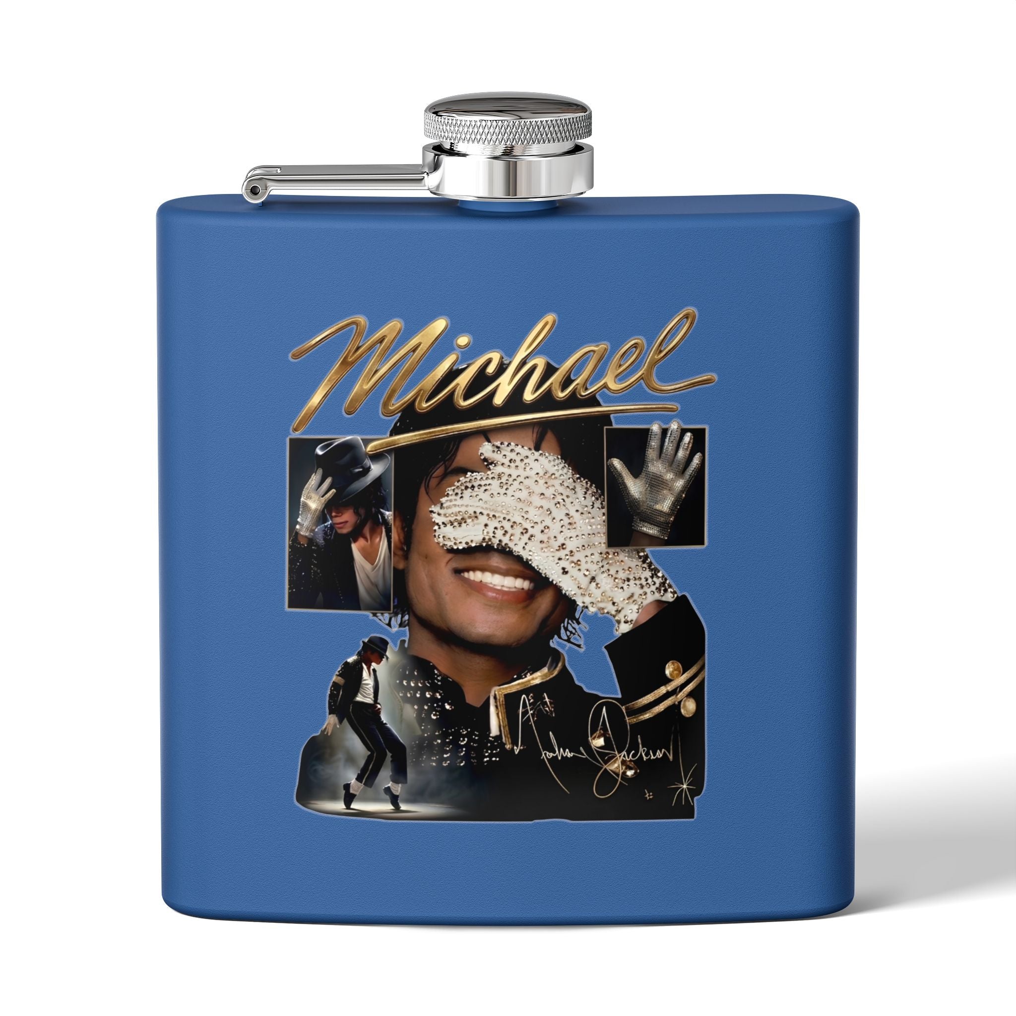 6 oz Stainless Steel Flask — "Michael Jackson" Montage Design