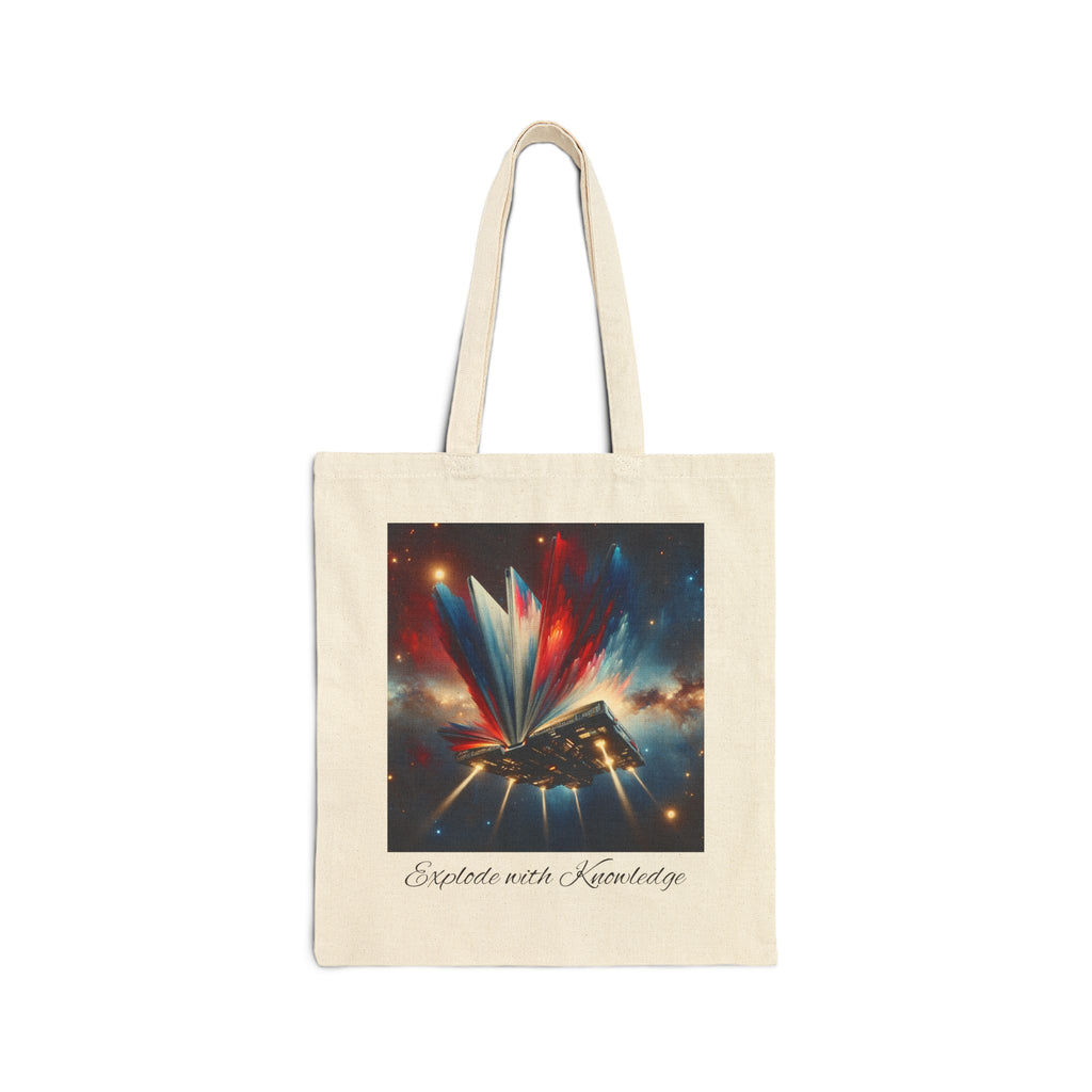 Stardust Open Book Tote — 'Books with Stardust' Surreal Exploding Knowledge Canvas Tote
