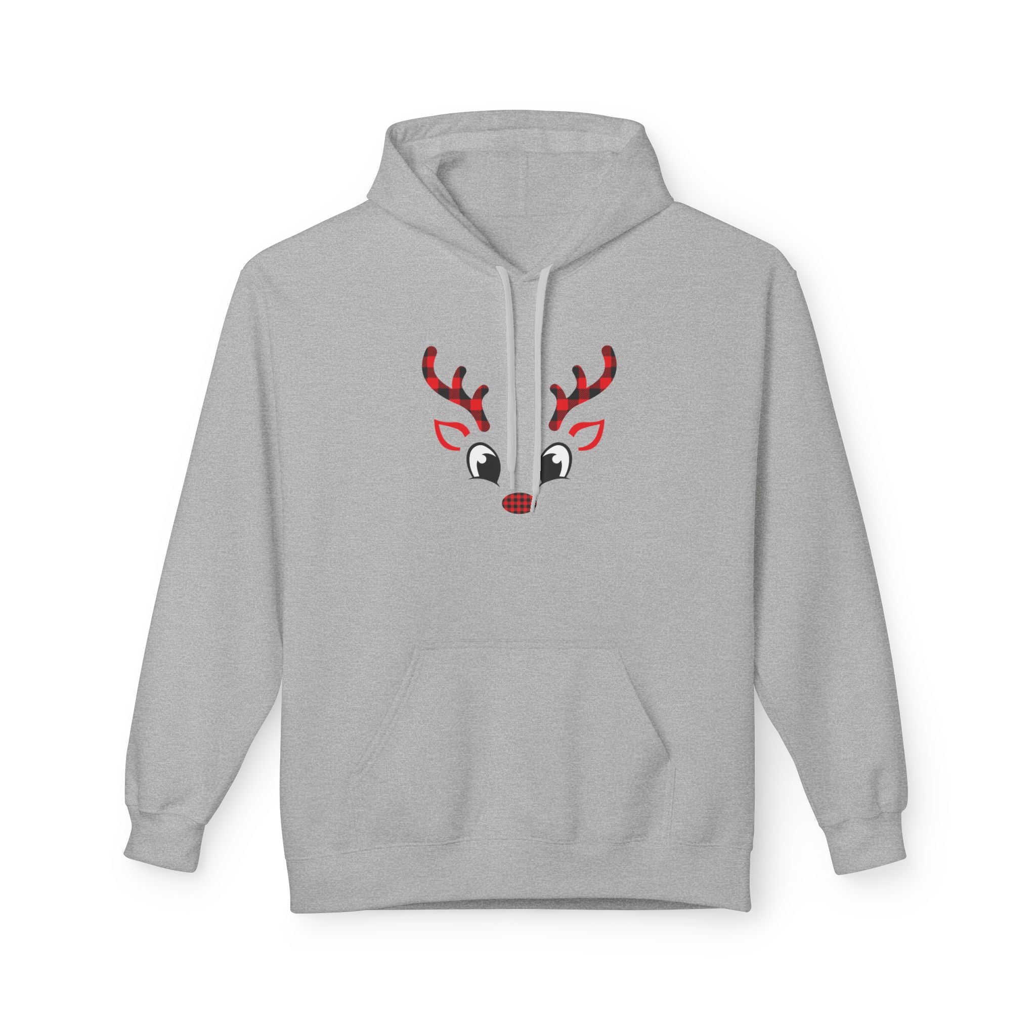 Christmas Reindeer Face Hoodie — Festive Holiday Sweatshirt
