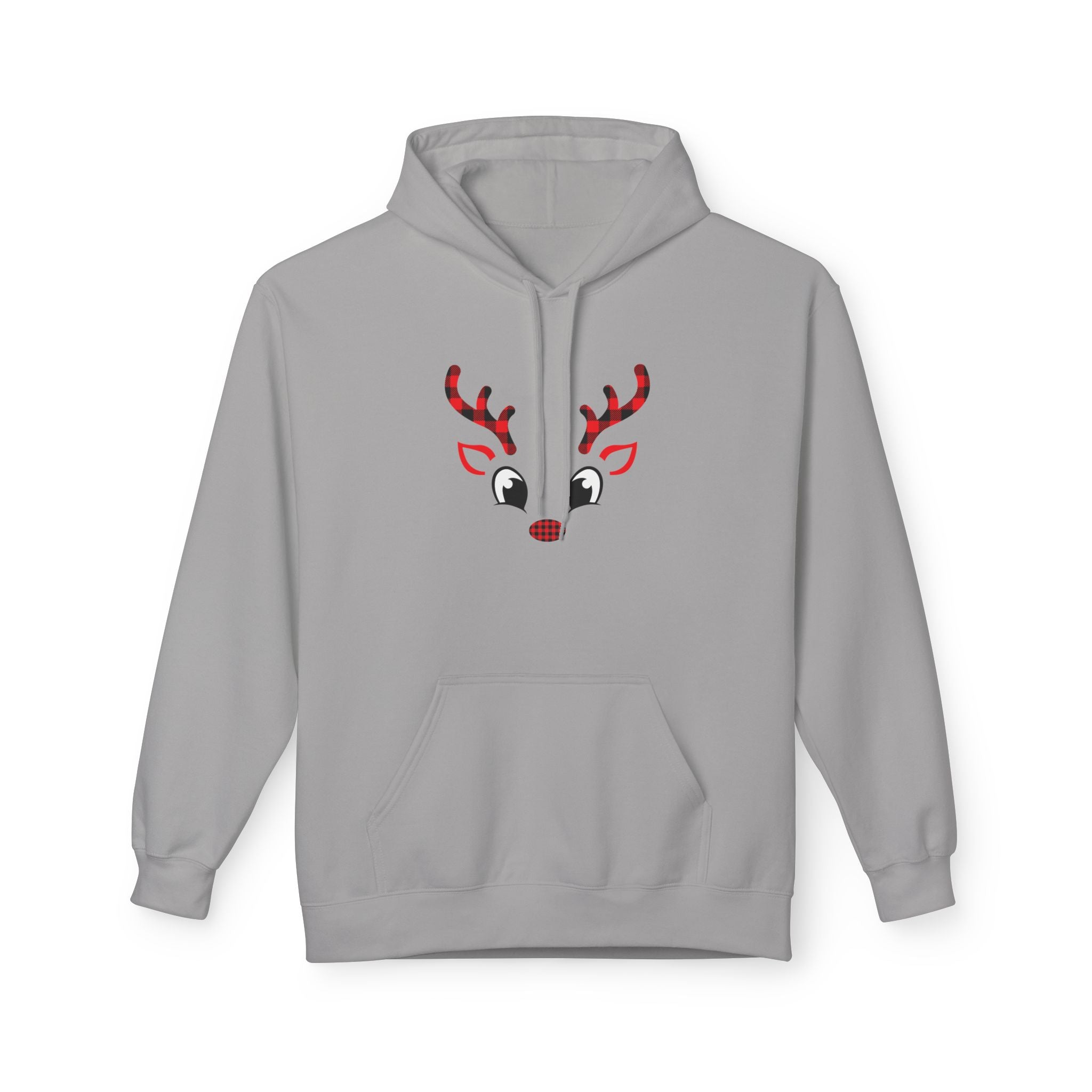 Christmas Reindeer Face Hoodie — Festive Holiday Sweatshirt