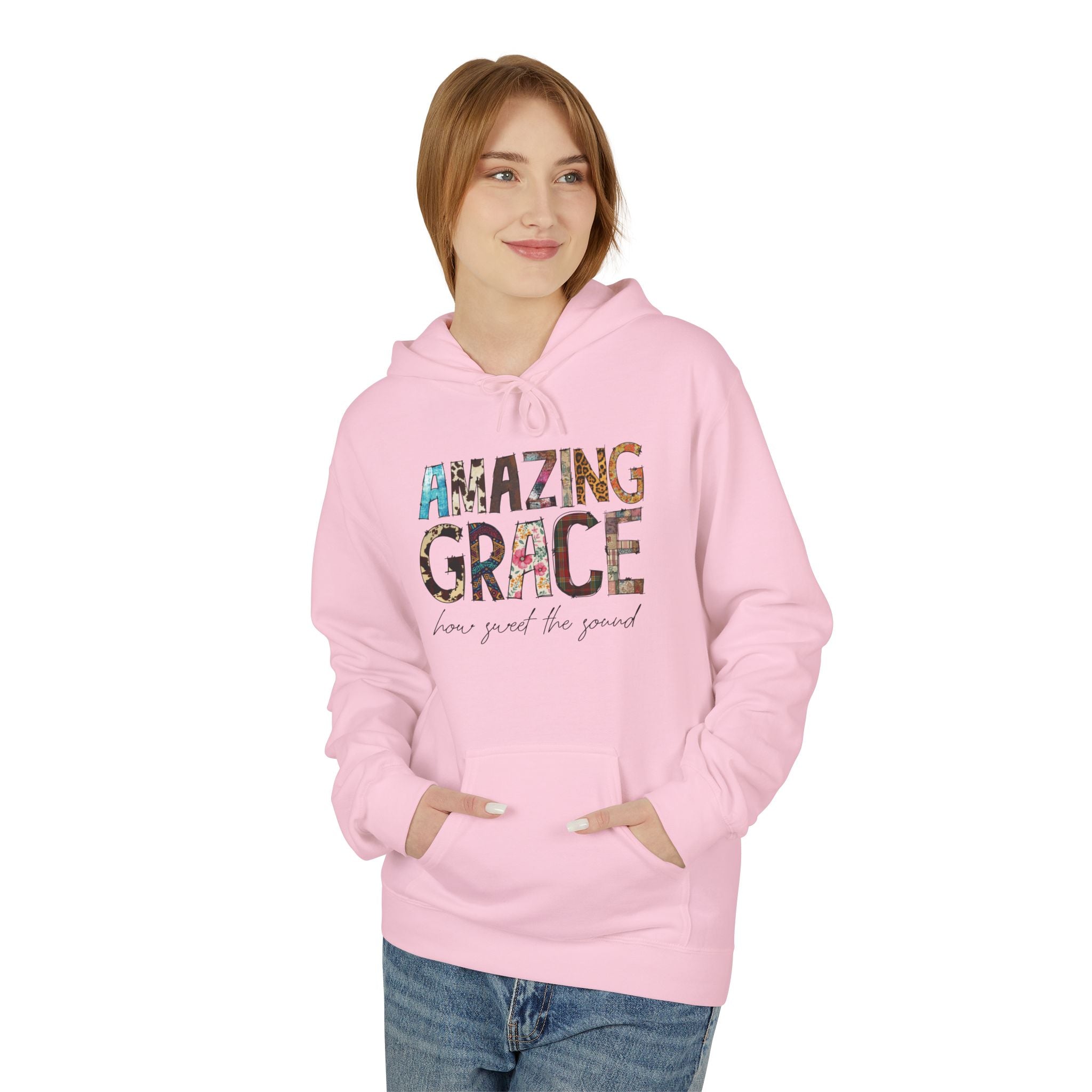 Amazing Grace Floral Hoodie — "Amazing Grace, how sweet the sound" Christian Pullover
