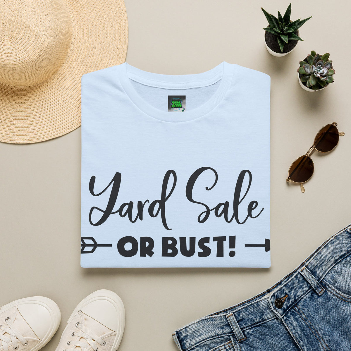 Yard Sale or Bust! T-Shirt — Funny Garage Sale Graphic Tee for Bargain Hunters