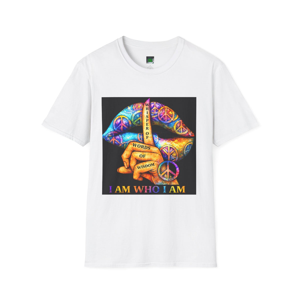 T‑Shirt — Colorful Peace Lips "I Am Who I Am" Graphic Tee
