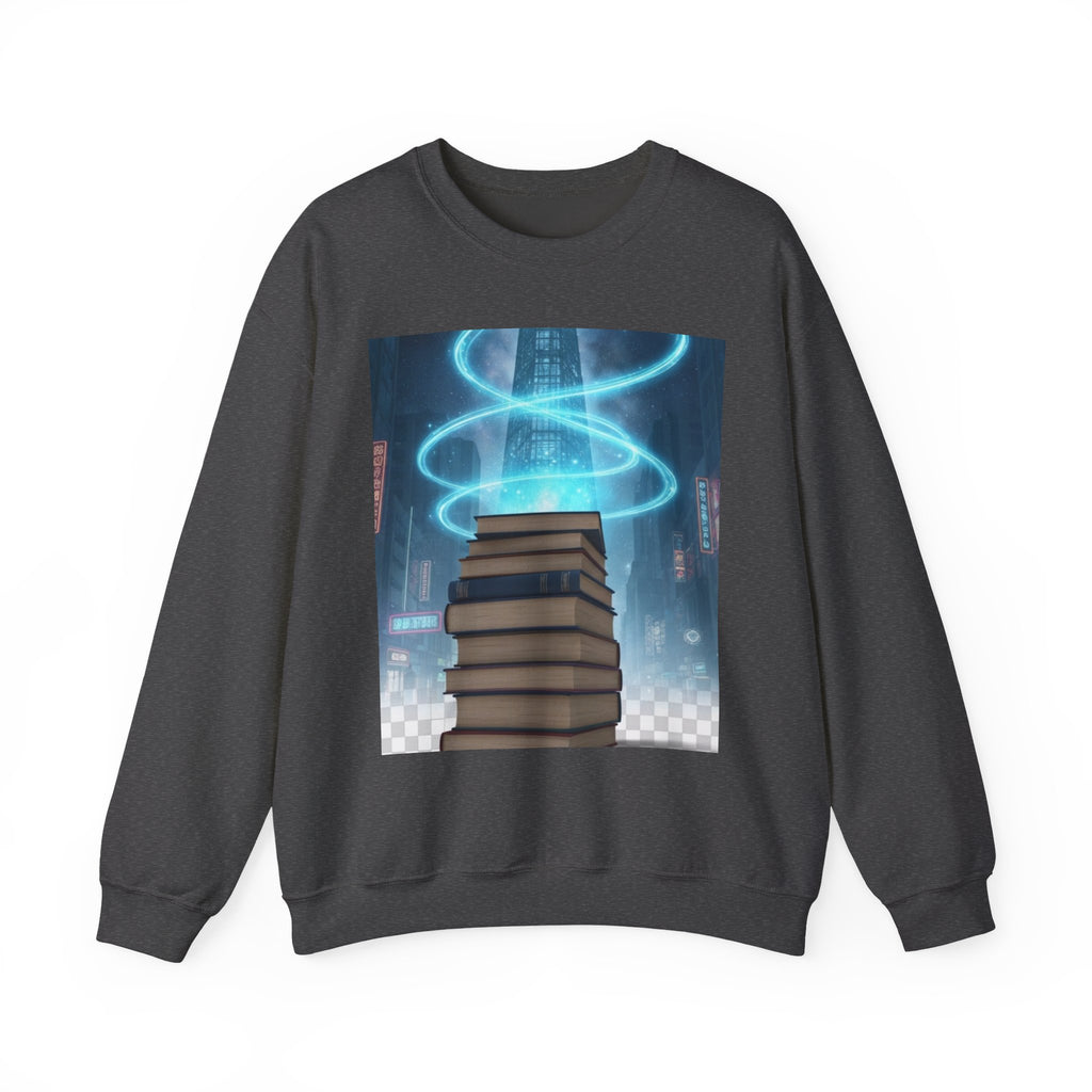 Bookstack Portal Crewneck Sweatshirt — Sci‑Fi Magic Reading Vibe