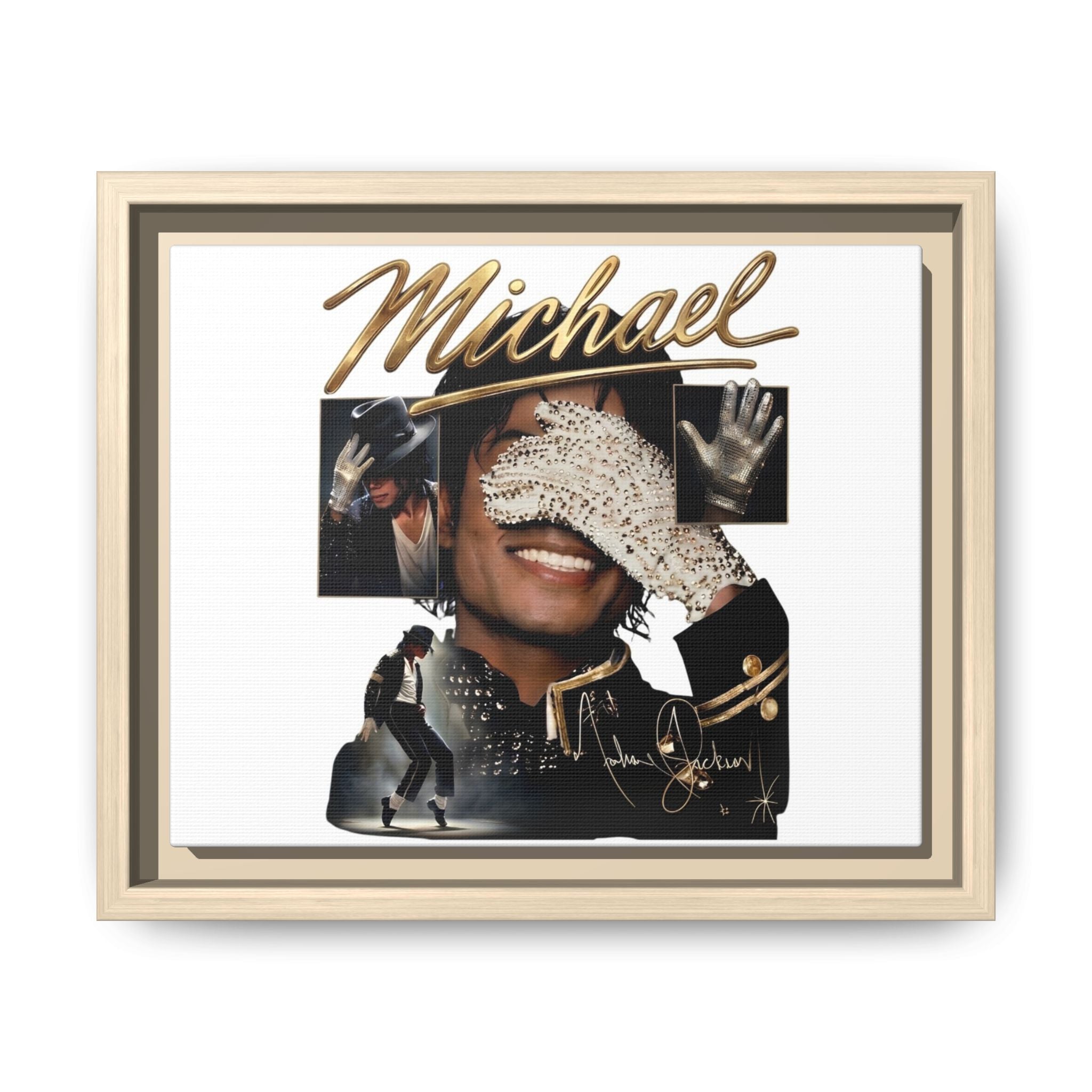 Framed Matte Canvas Wall Art - 'Michael' Portrait Collage