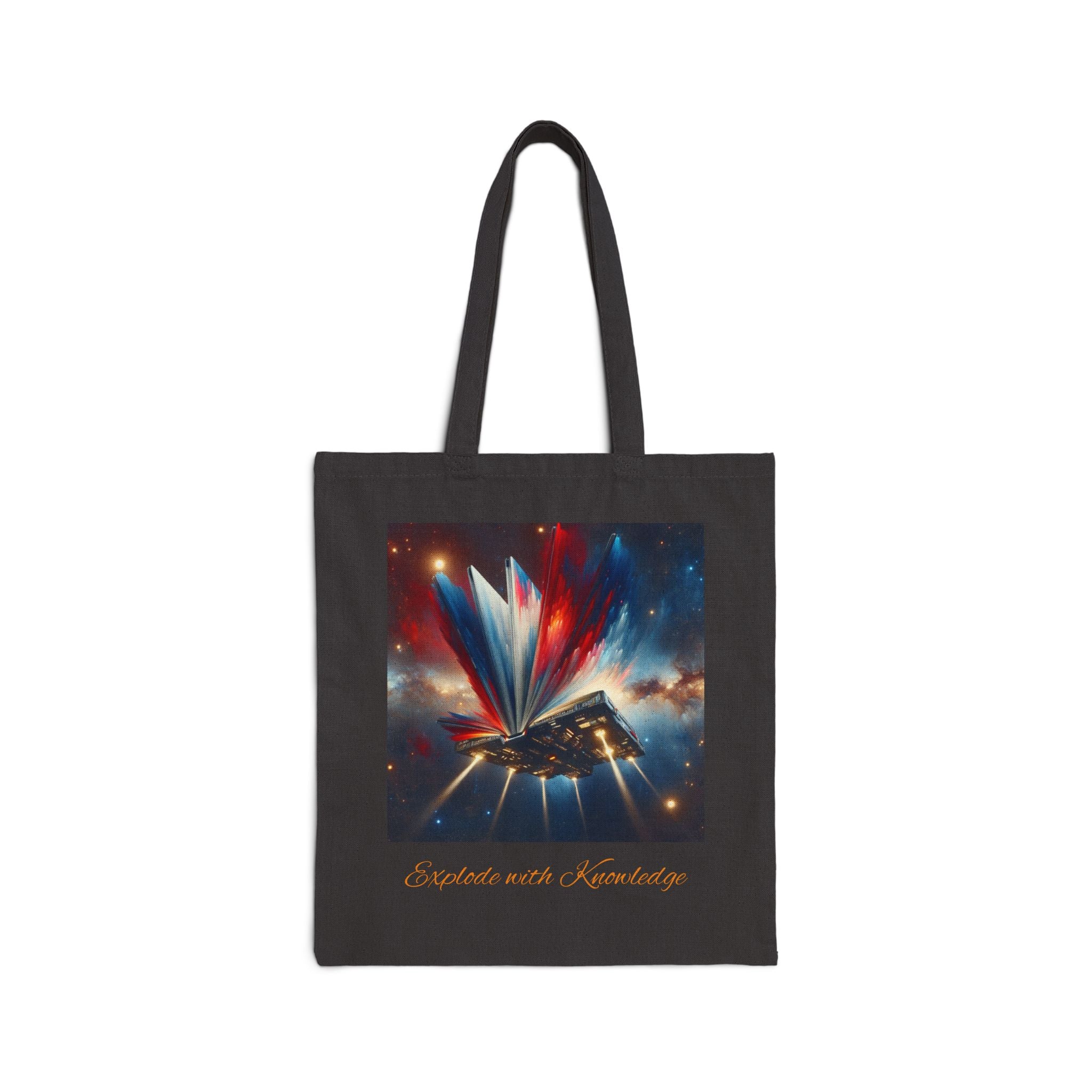 Stardust Open Book Tote — 'Books with Stardust' Surreal Exploding Knowledge Canvas Tote