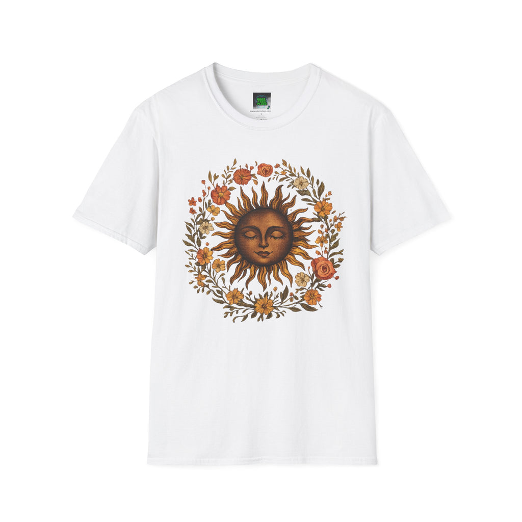 Sunflower Sun T-Shirt — Vintage Boho Sun Face Floral Tee