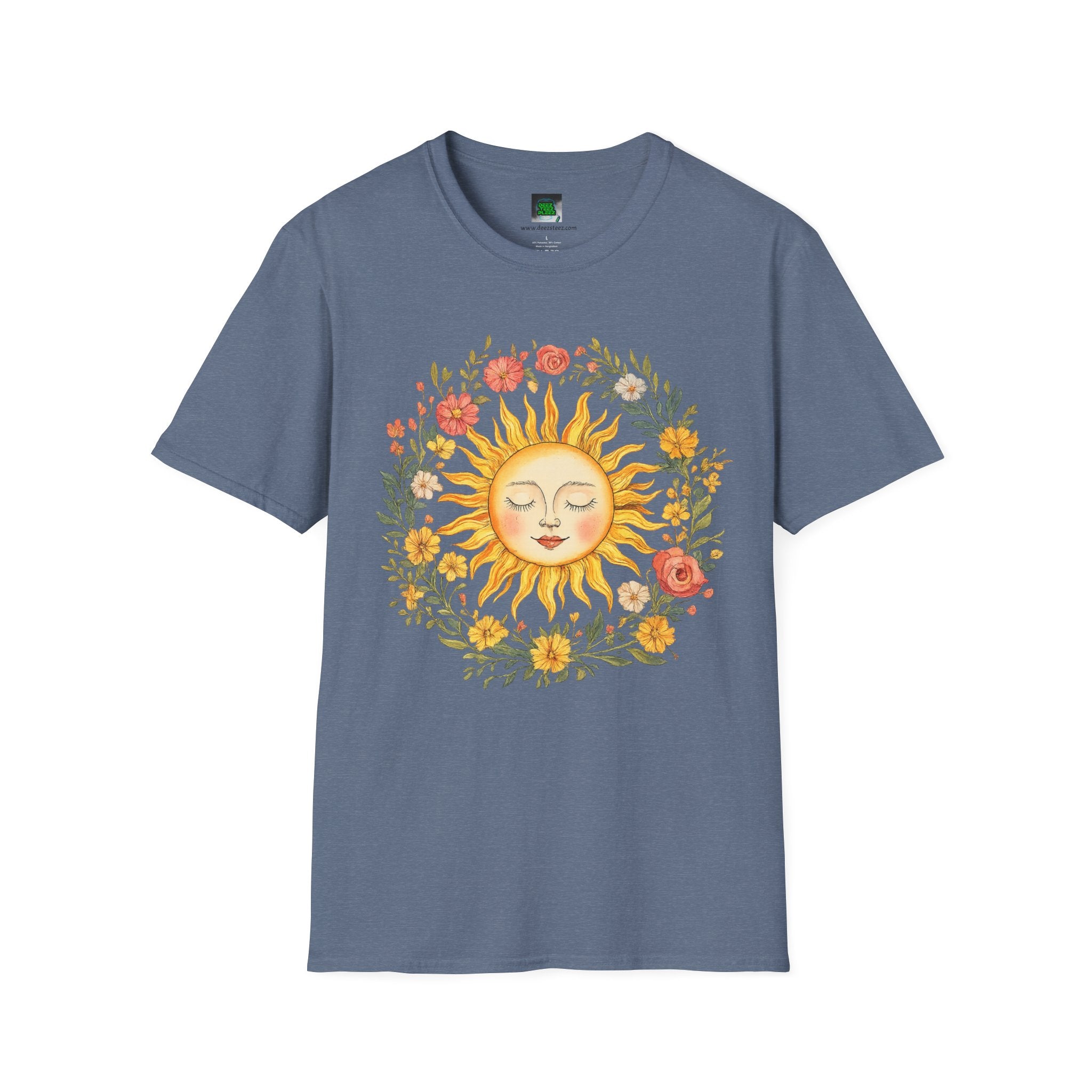 Sunflower Sun Tee — Floral Boho Sunface T-Shirt