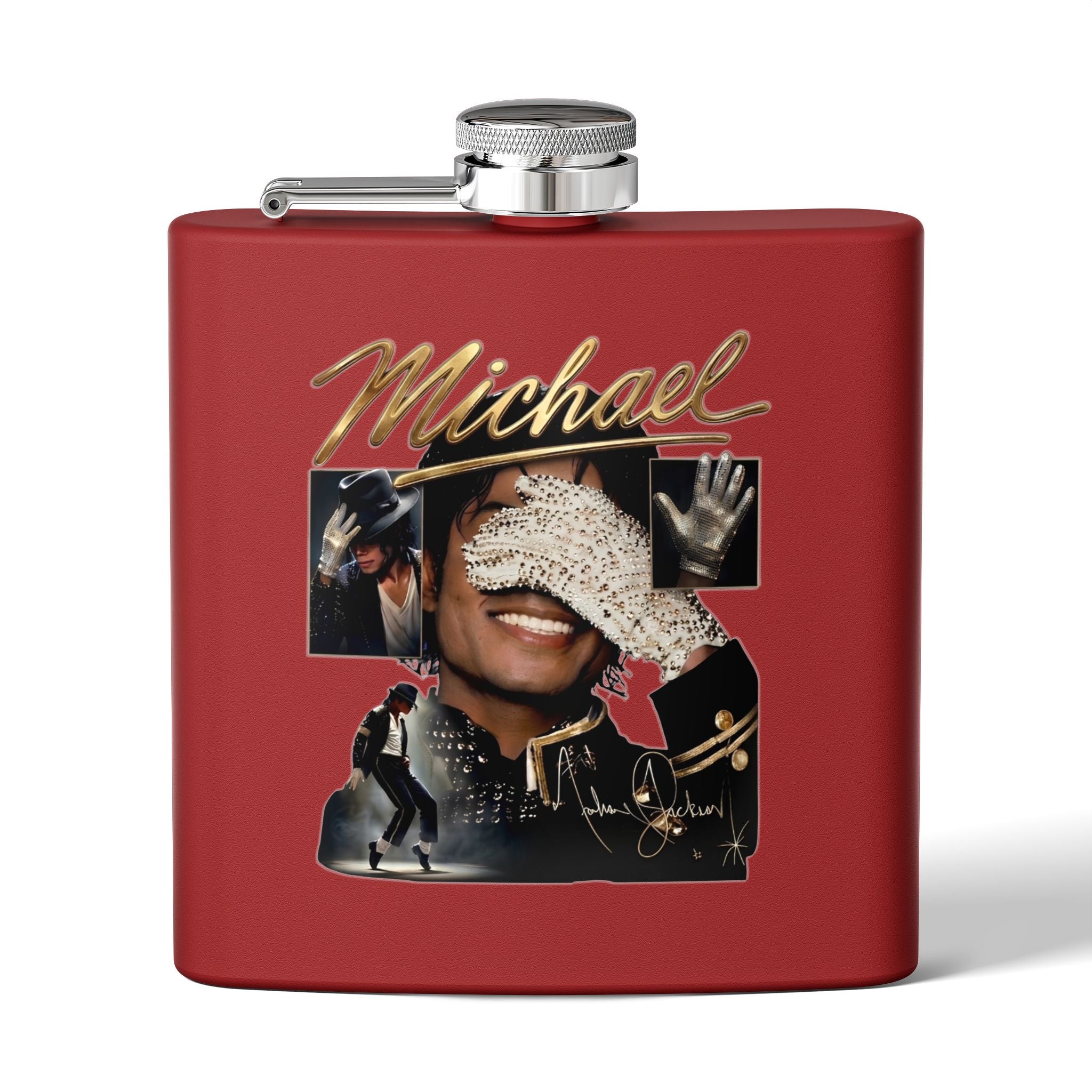 6 oz Stainless Steel Flask — "Michael Jackson" Montage Design
