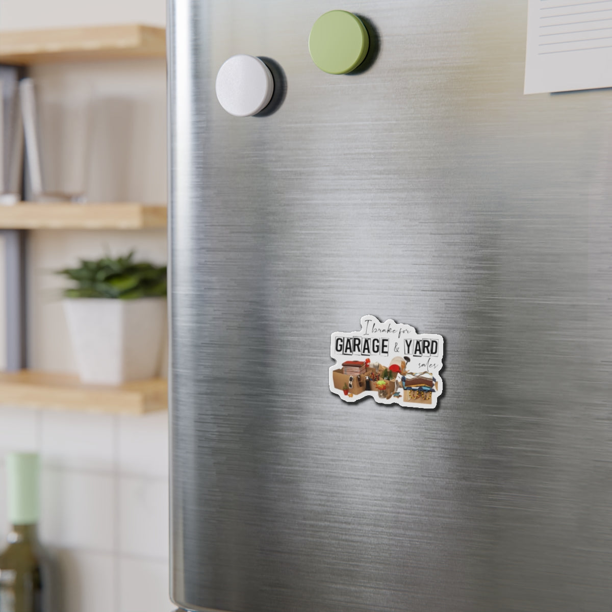 Garage & Yard Sale Magnet – "I Brake for Garage & Yard Sales" Die-Cut Refrigerator Magnet