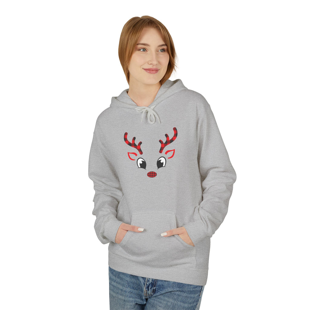 Christmas Reindeer Face Hoodie — Festive Holiday Sweatshirt