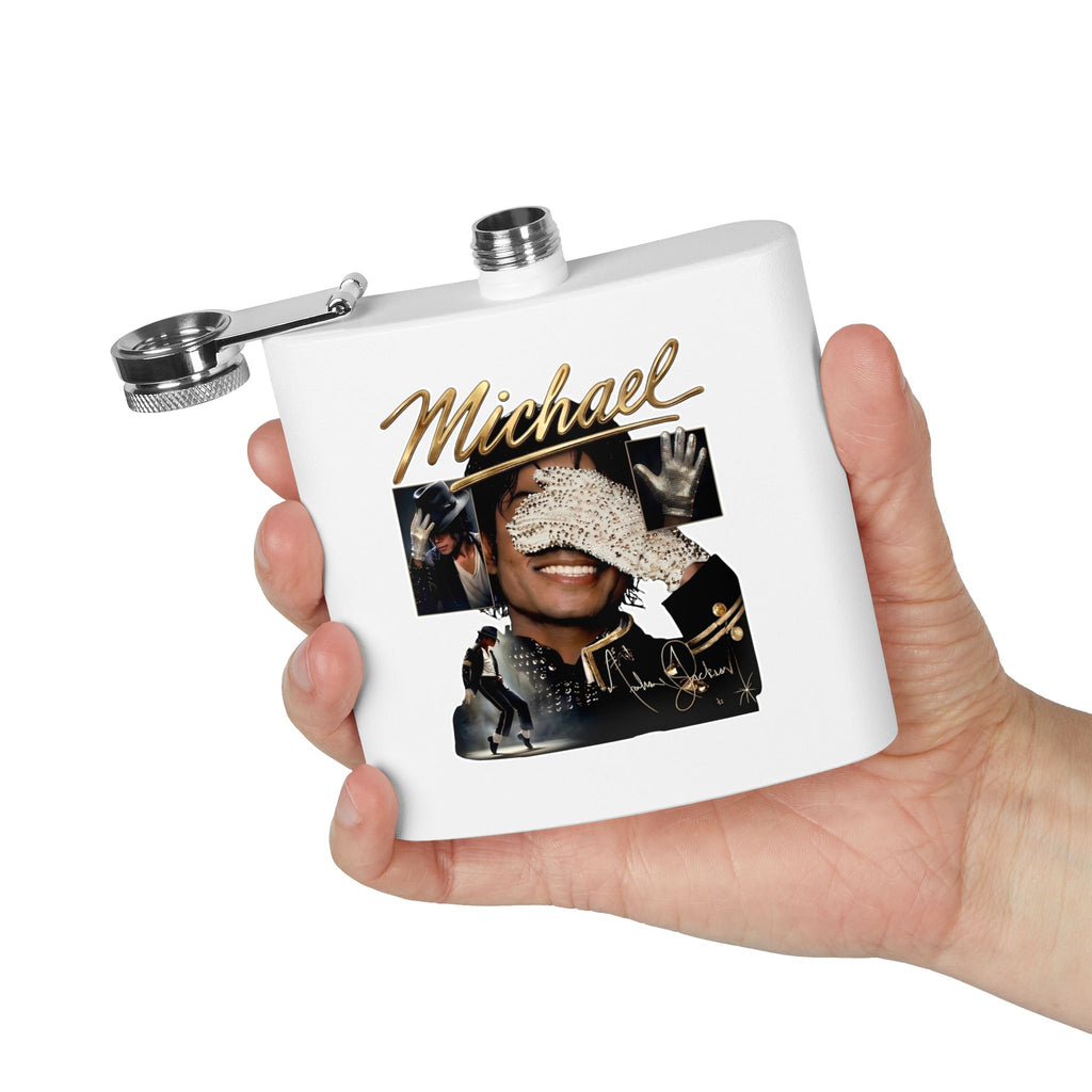 6 oz Stainless Steel Flask — "Michael Jackson" Montage Design
