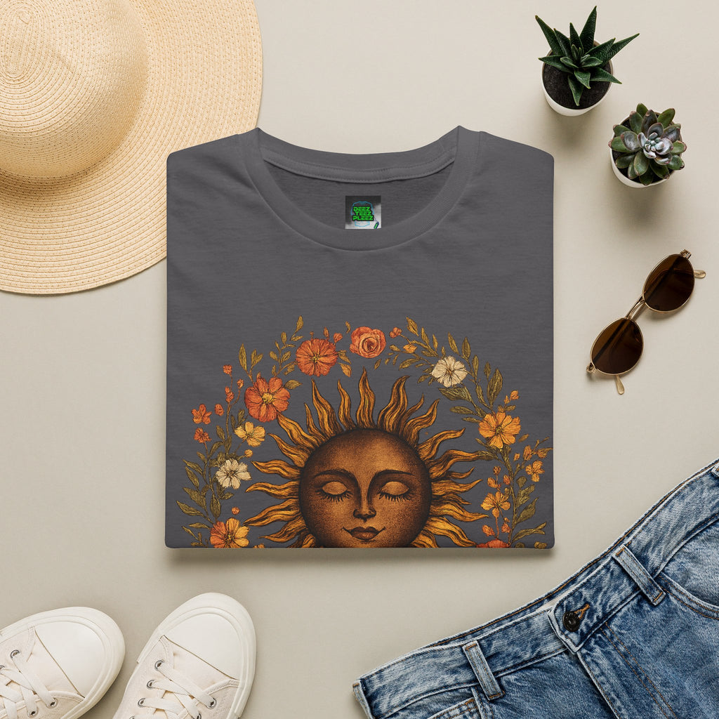 Sunflower Sun T-Shirt — Vintage Boho Sun Face Floral Tee