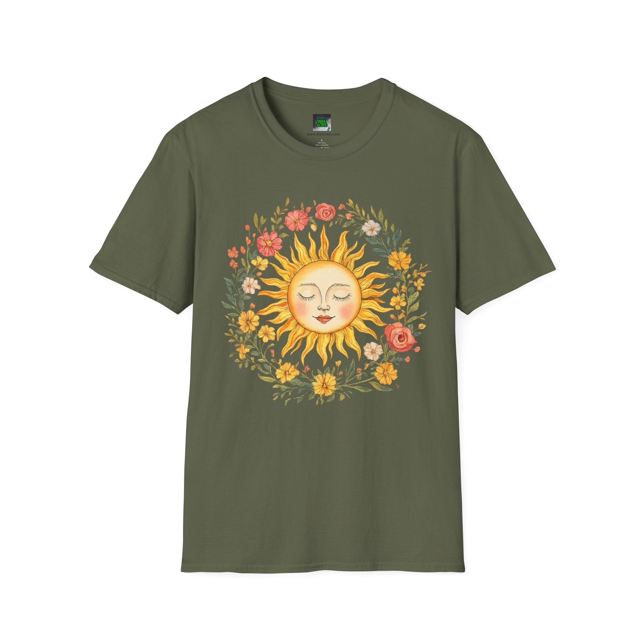 Sunflower Sun Tee — Floral Boho Sunface T-Shirt