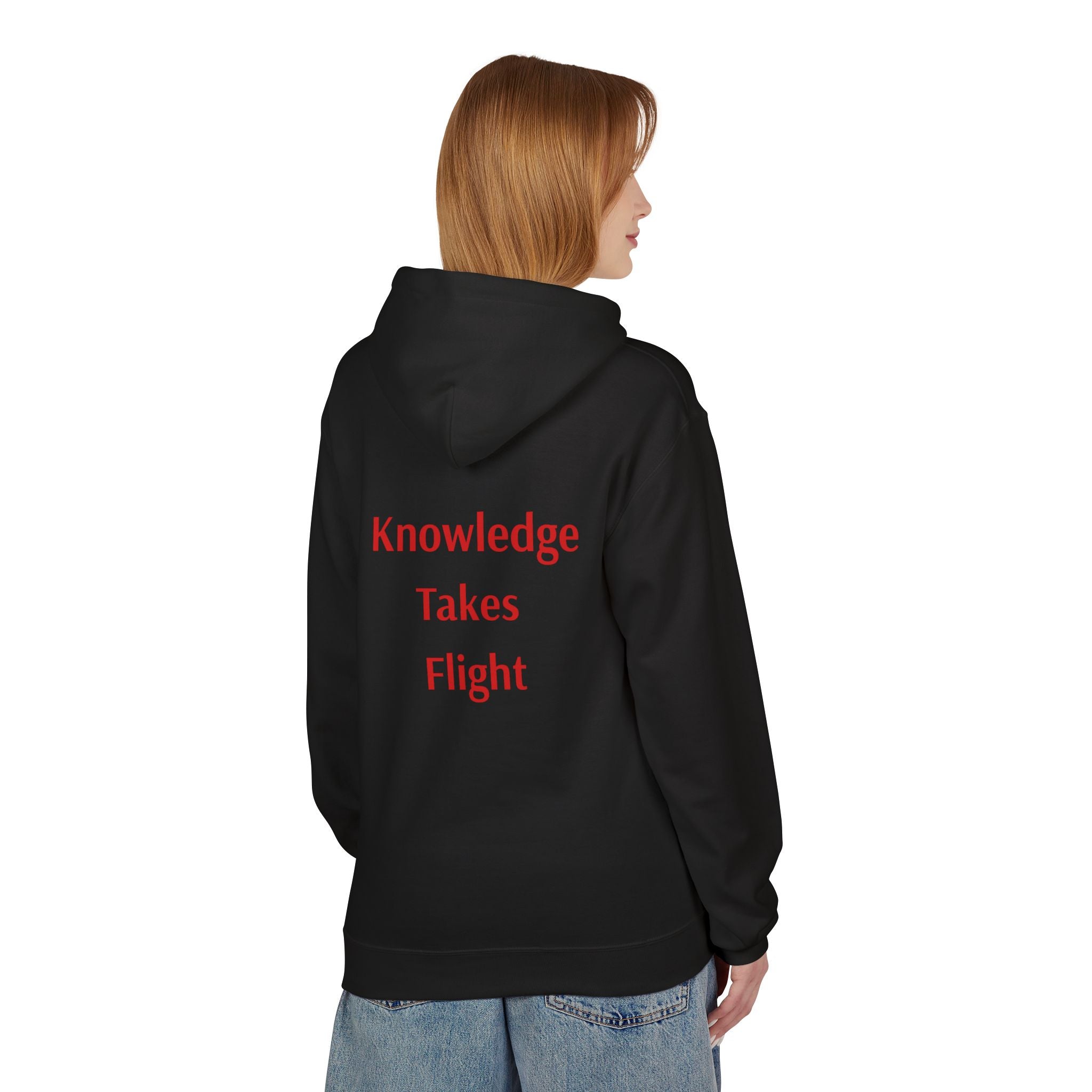 Cosmic Flight Hoodie — "Knowledge Takes Flight" Graphic Pullover