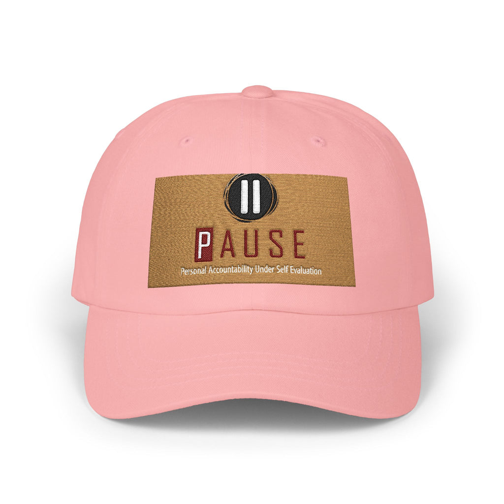 Pause Embroidered Classic Dad Cap — White Relaxation Hat