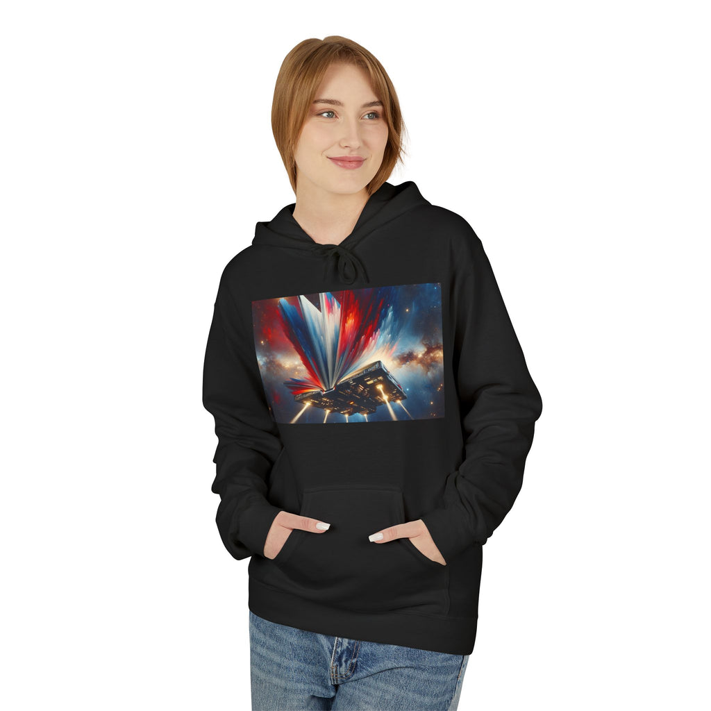 Cosmic Flight Hoodie — "Knowledge Takes Flight" Graphic Pullover