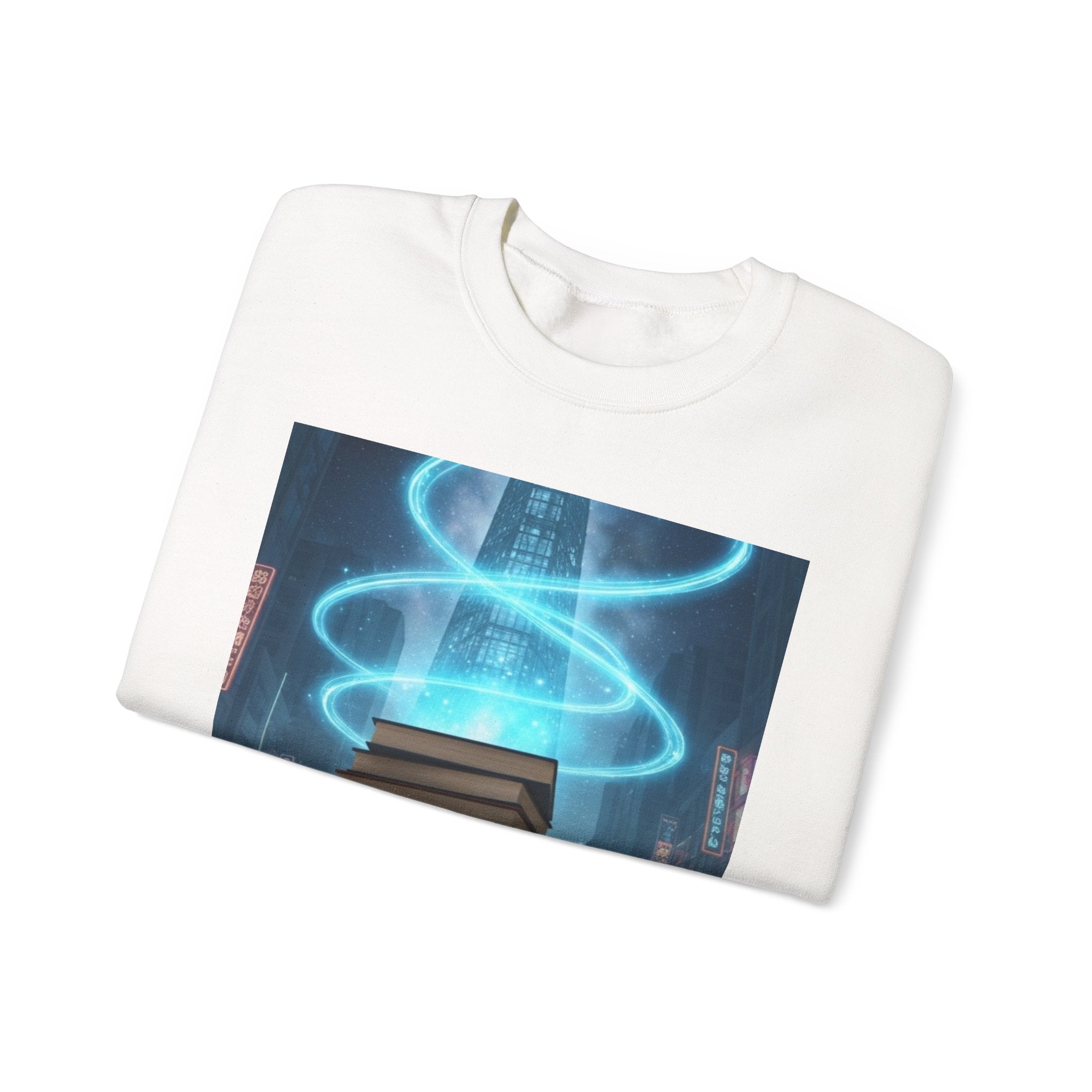 Bookstack Portal Crewneck Sweatshirt — Sci‑Fi Magic Reading Vibe