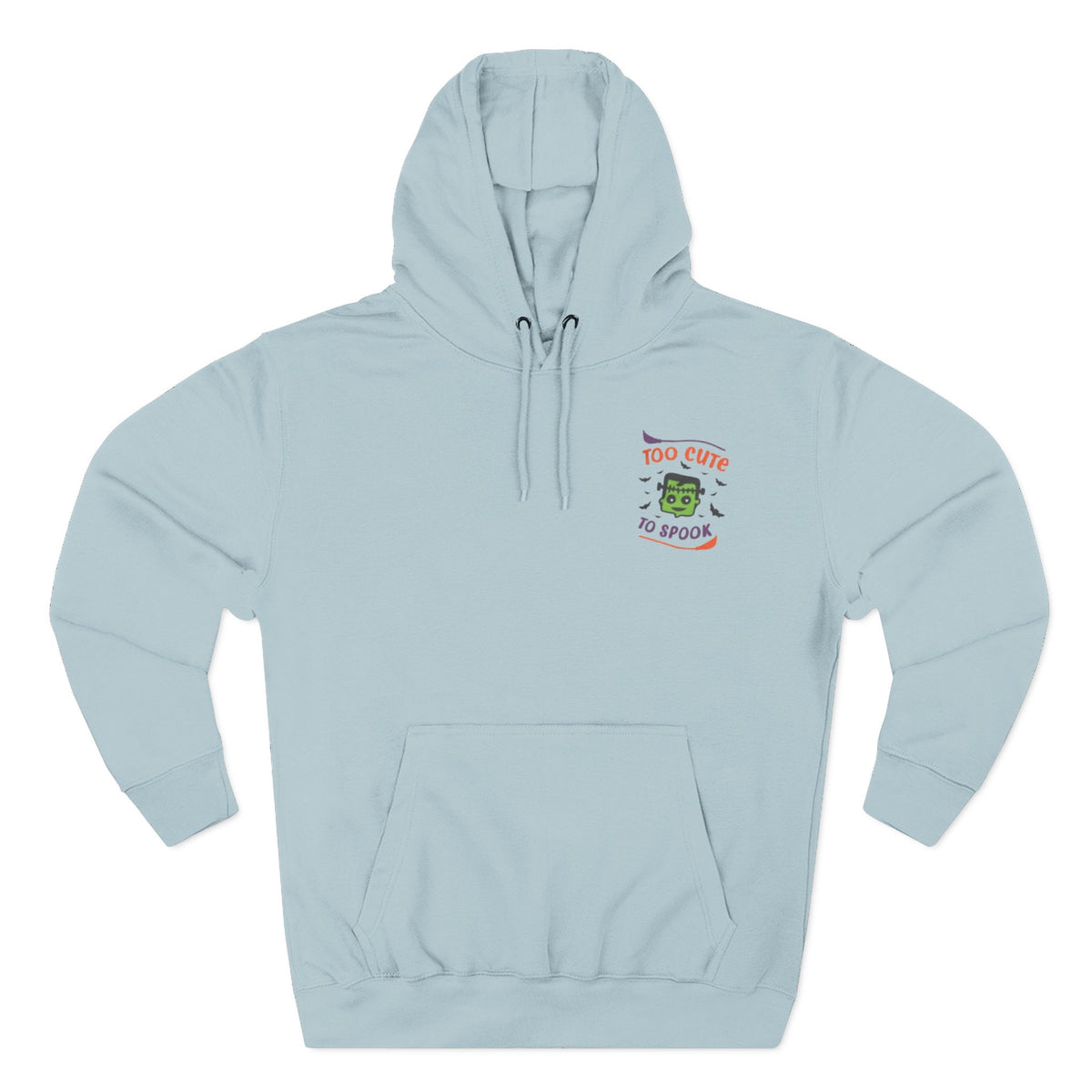 Too Cute to Spook Halloween Hoodie — Cute Frankenstein Embroidered Graphic
