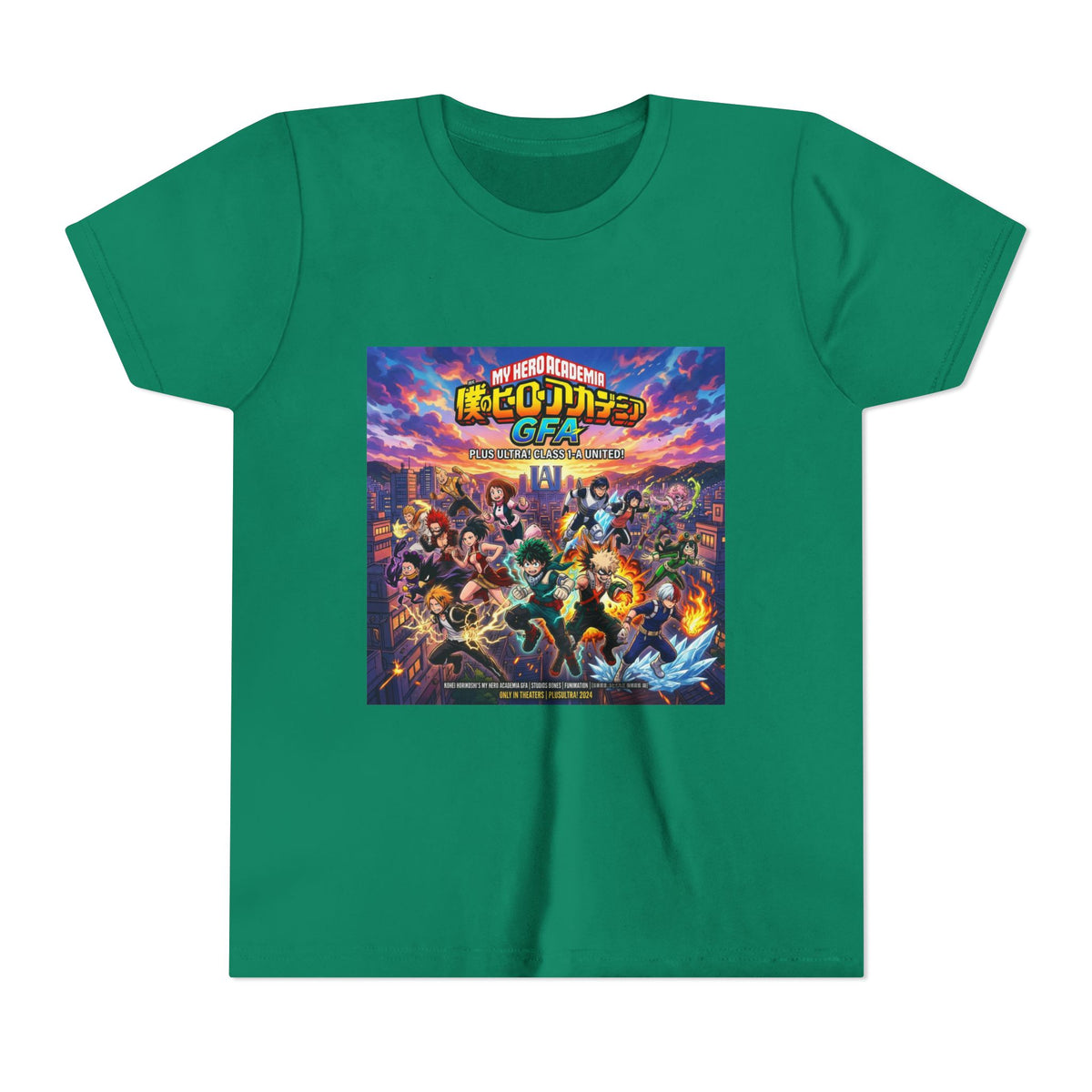 All Might & Class 1-A Youth Tee — Colorful Anime Poster Design