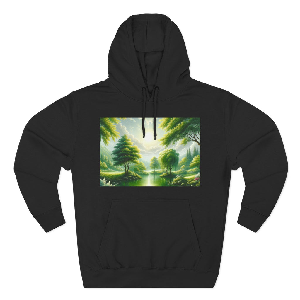 Forest Sunrise Hoodie — Tranquil Nature Landscape Fleece Pullover