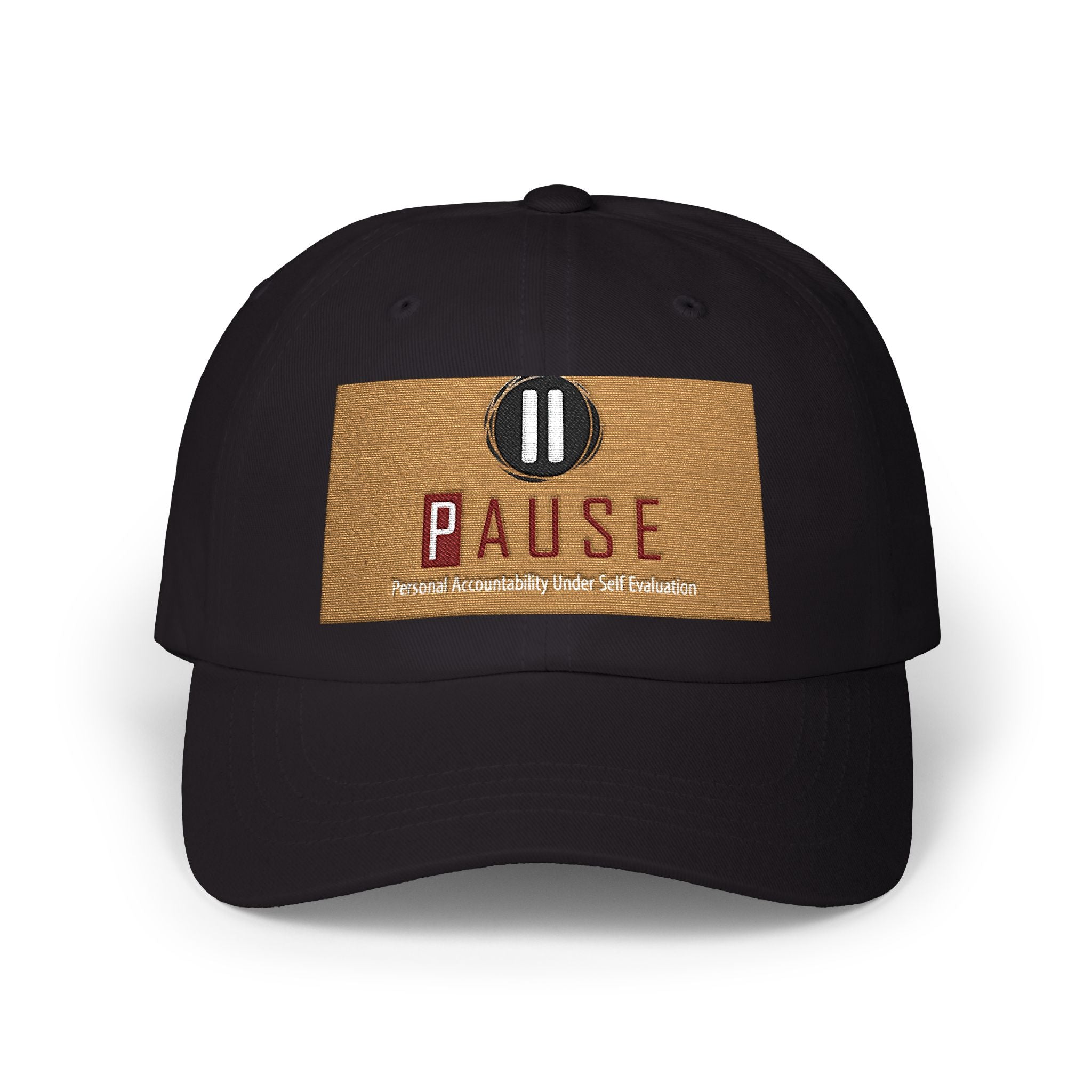 Pause Embroidered Classic Dad Cap — White Relaxation Hat