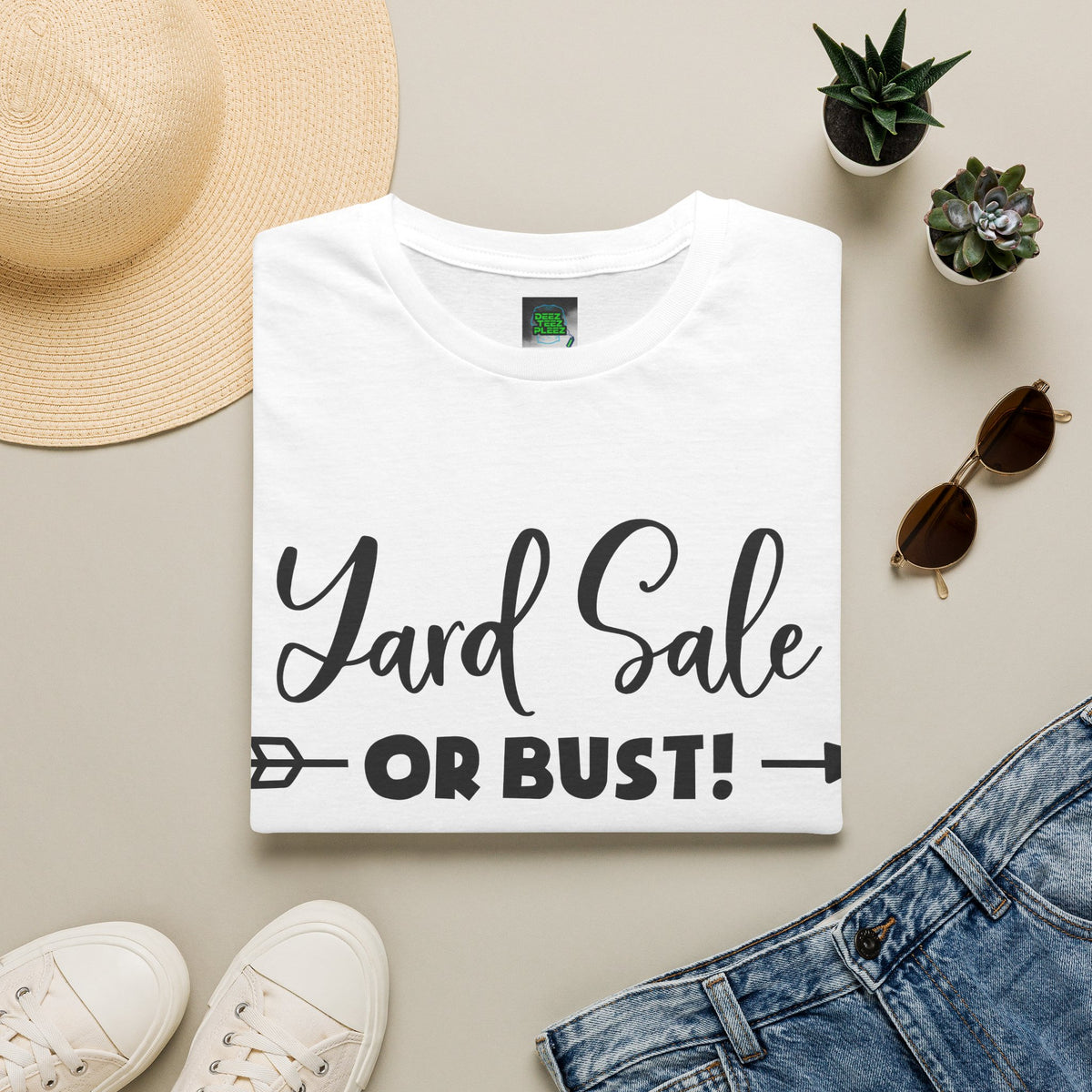 Yard Sale or Bust! T-Shirt — Funny Garage Sale Graphic Tee for Bargain Hunters