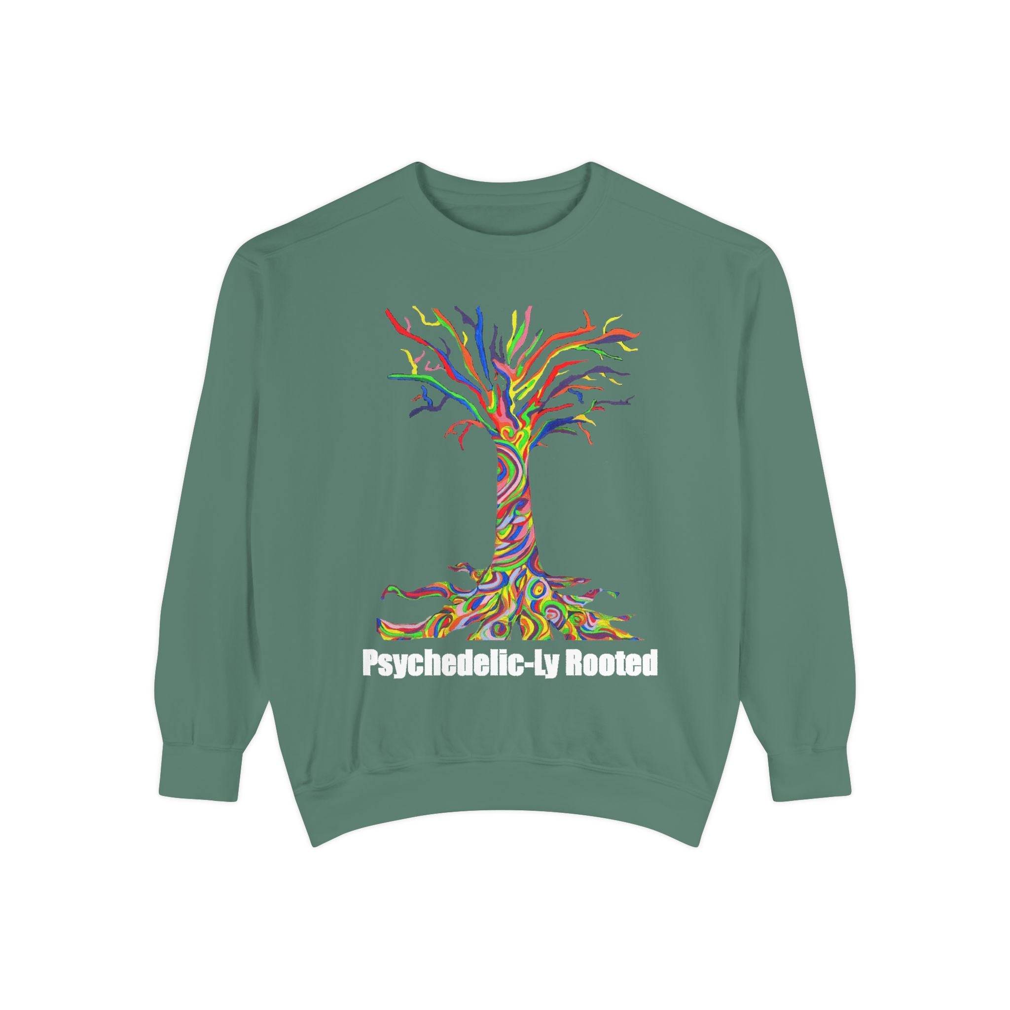 Psychedelic Tree Sweatshirt — "Psychedelic-ly Rooted" Colorful Graphic Crewneck