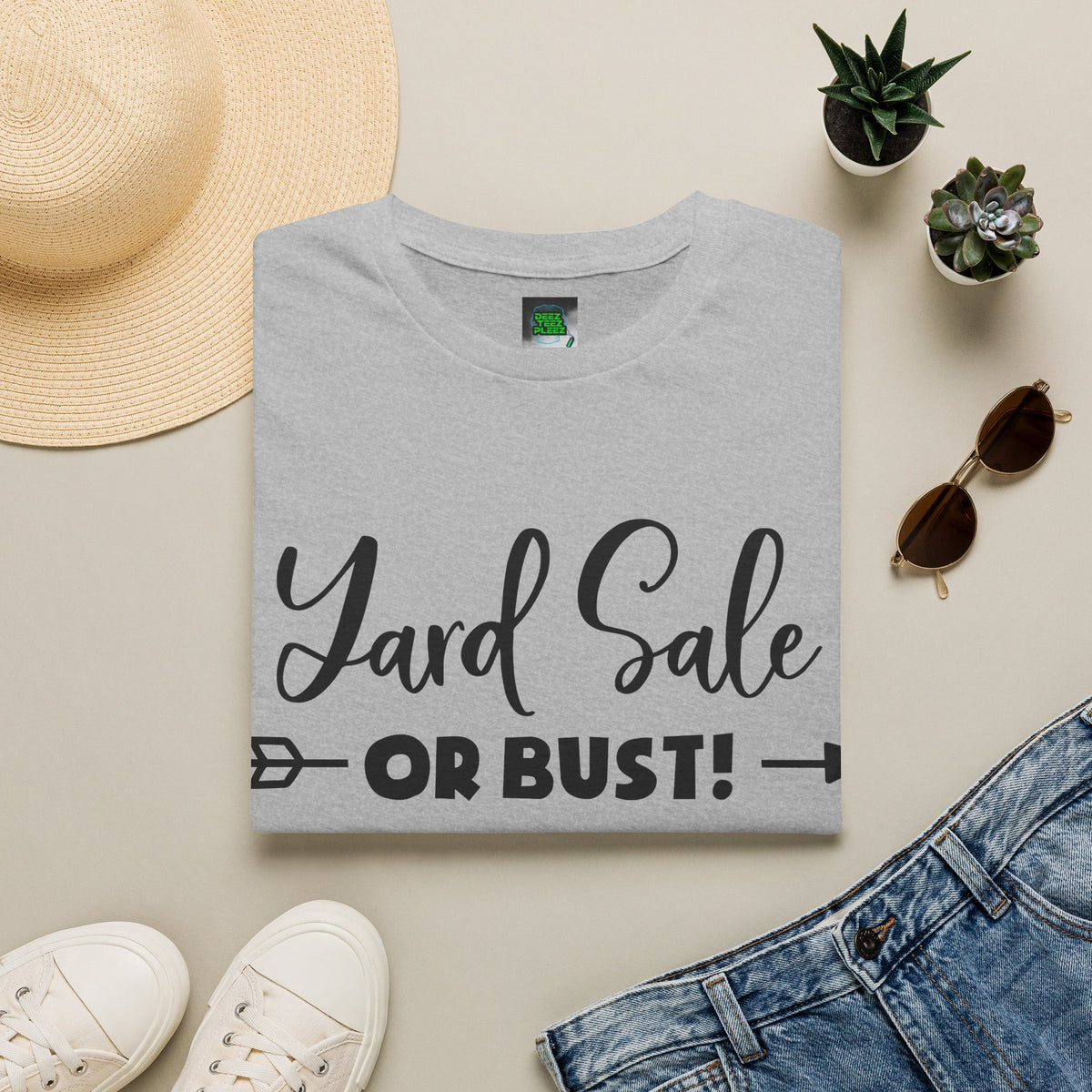 Yard Sale or Bust! T-Shirt — Funny Garage Sale Graphic Tee for Bargain Hunters