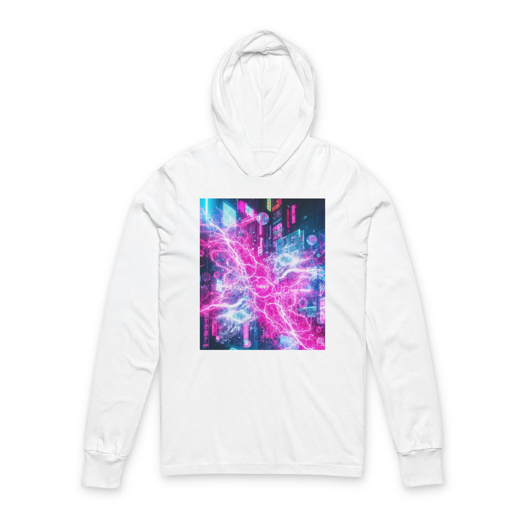 Nebula City Hooded Long Sleeve Tee — Painted Sky Cyberpunk Graphic