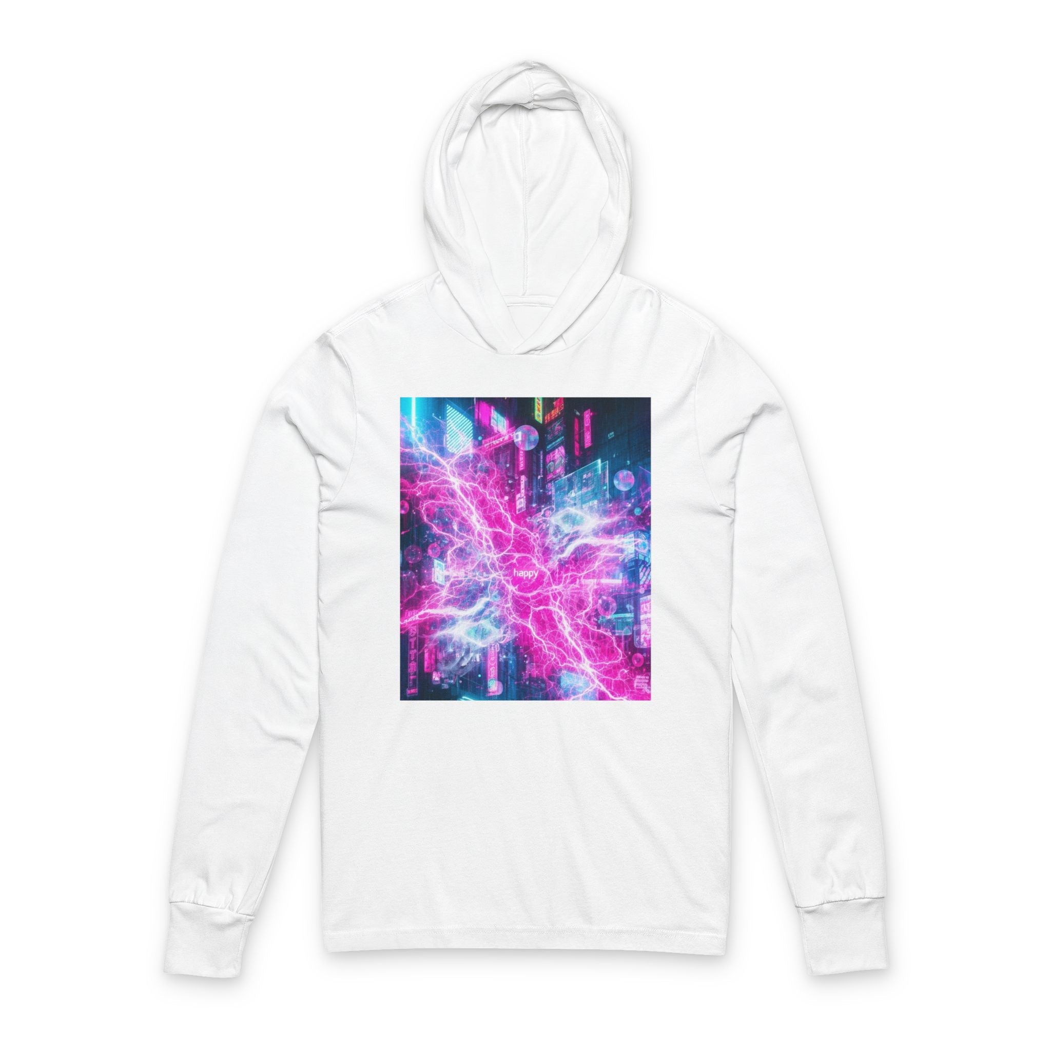 Nebula City Hooded Long Sleeve Tee — Painted Sky Cyberpunk Graphic