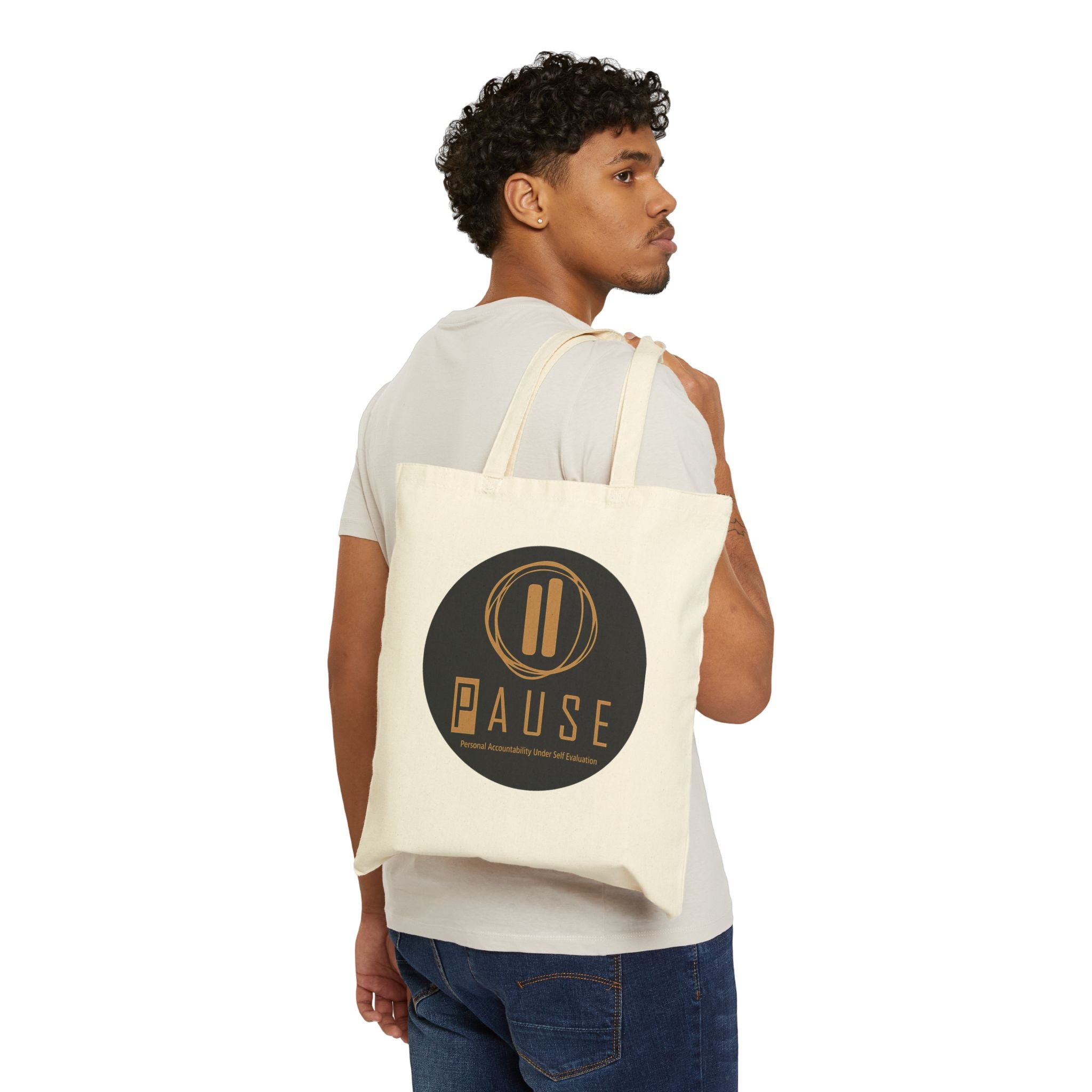 Pause Logo Canvas Tote Bag — Mindful Pause Eco Shopper