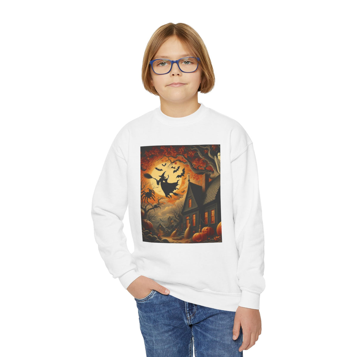 Boo-tiful Night Halloween Youth Crewneck Sweatshirt