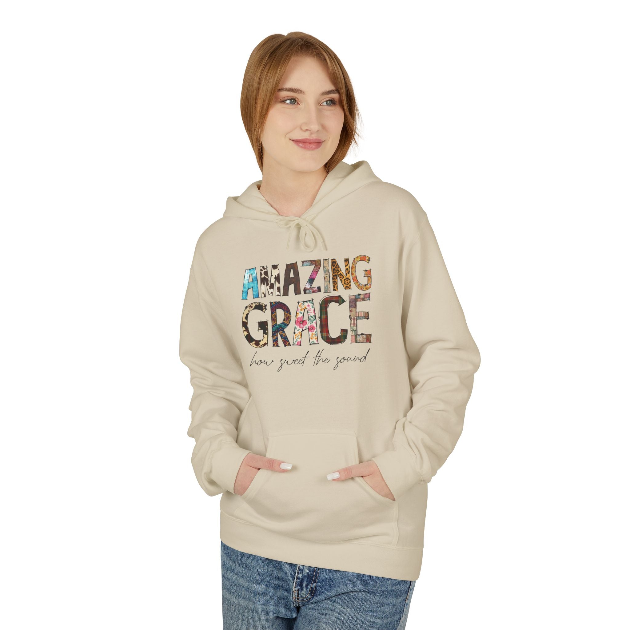 Amazing Grace Floral Hoodie — "Amazing Grace, how sweet the sound" Christian Pullover