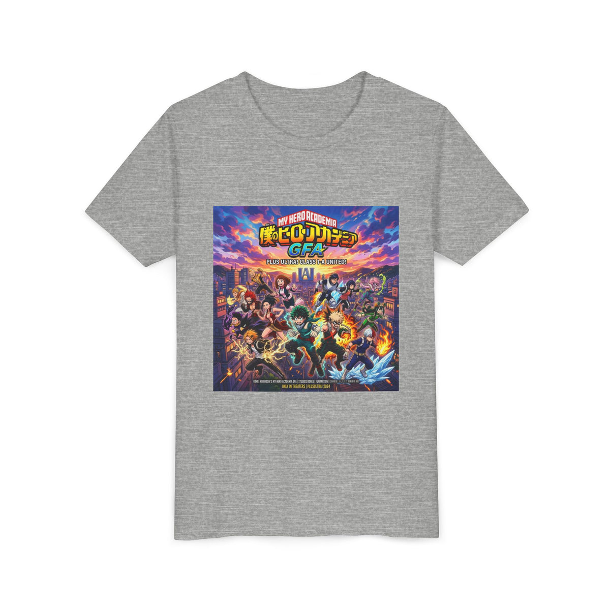 All Might & Class 1-A Youth Tee — Colorful Anime Poster Design