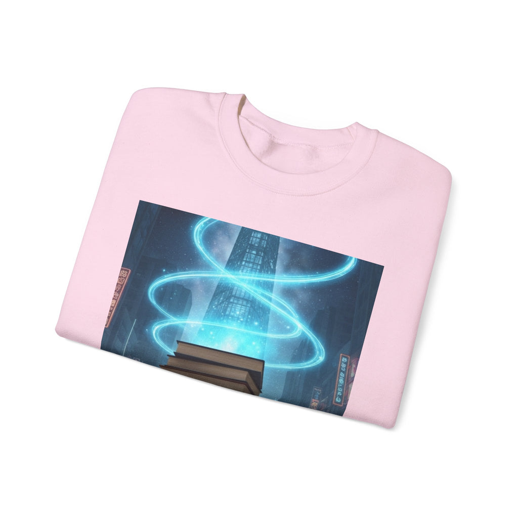 Bookstack Portal Crewneck Sweatshirt — Sci‑Fi Magic Reading Vibe
