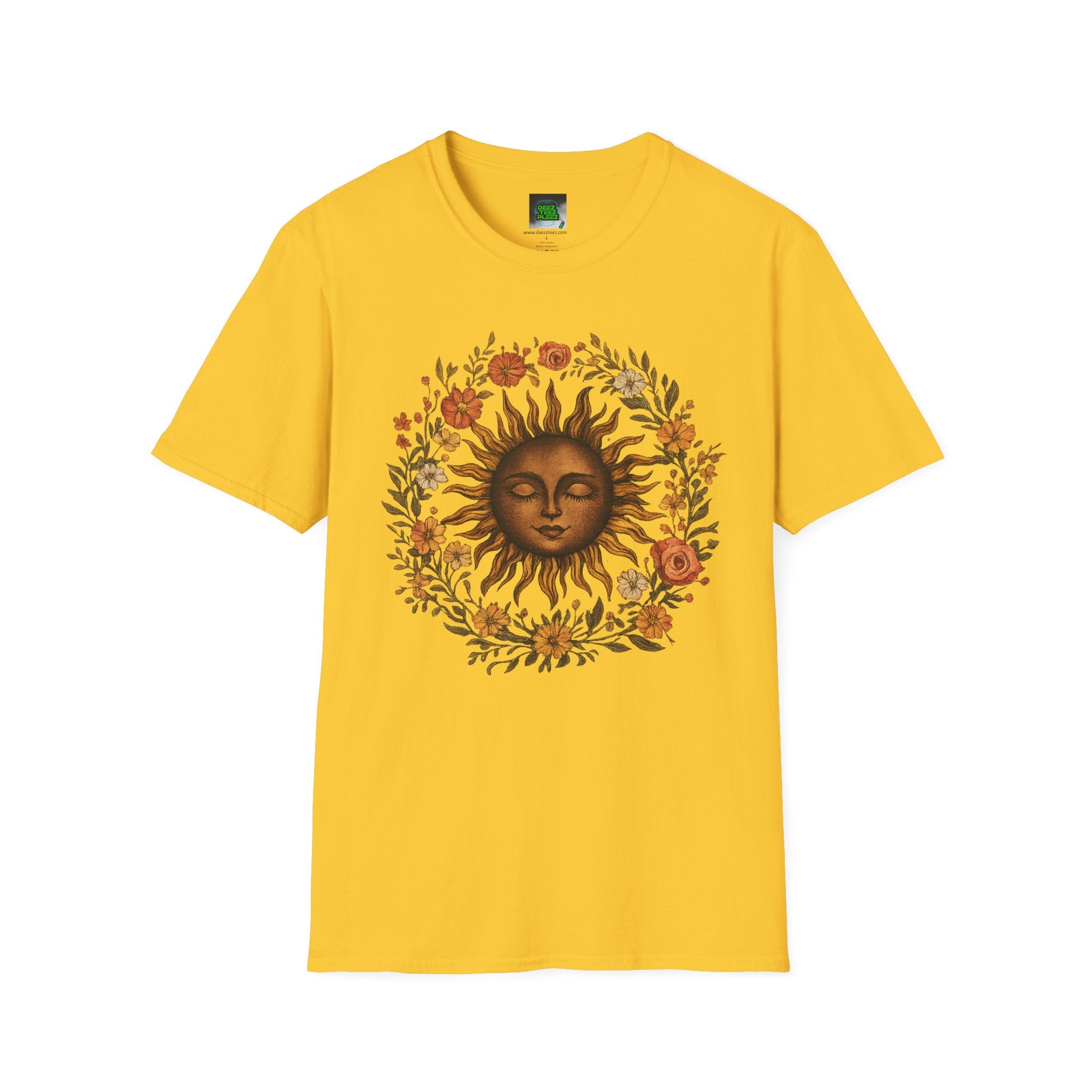 Sunflower Sun T-Shirt — Vintage Boho Sun Face Floral Tee