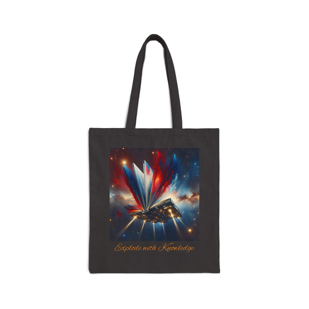 Stardust Open Book Tote — 'Books with Stardust' Surreal Exploding Knowledge Canvas Tote