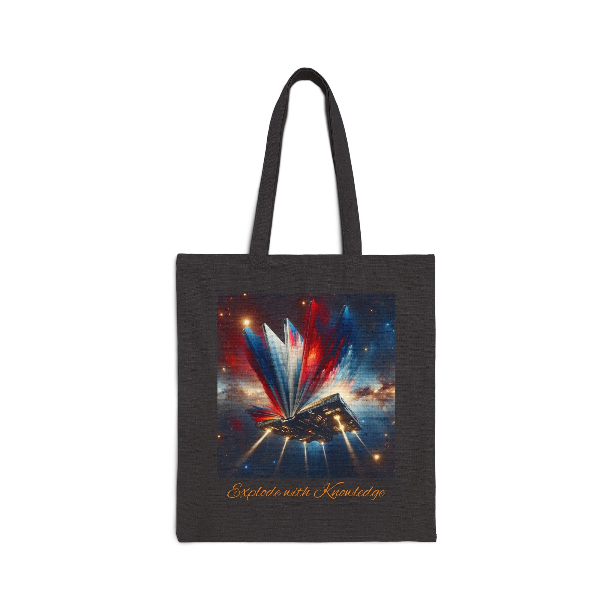 Stardust Open Book Tote — 'Books with Stardust' Surreal Exploding Knowledge Canvas Tote