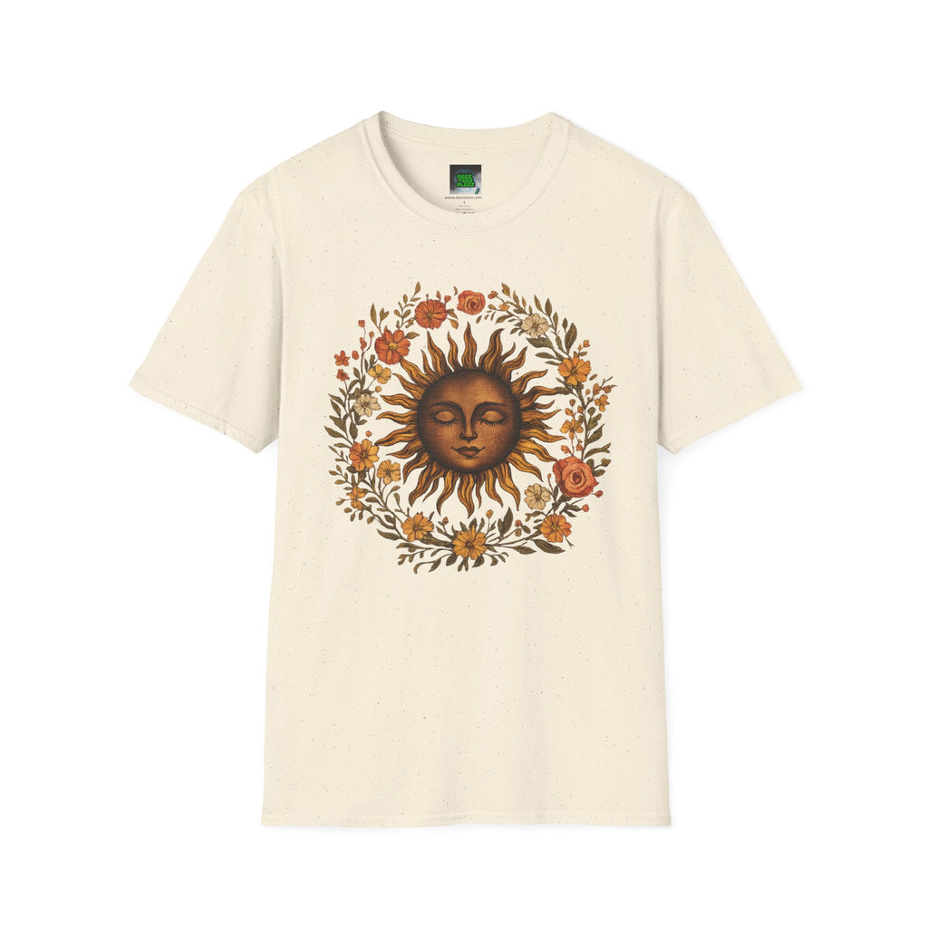 Sunflower Sun T-Shirt — Vintage Boho Sun Face Floral Tee