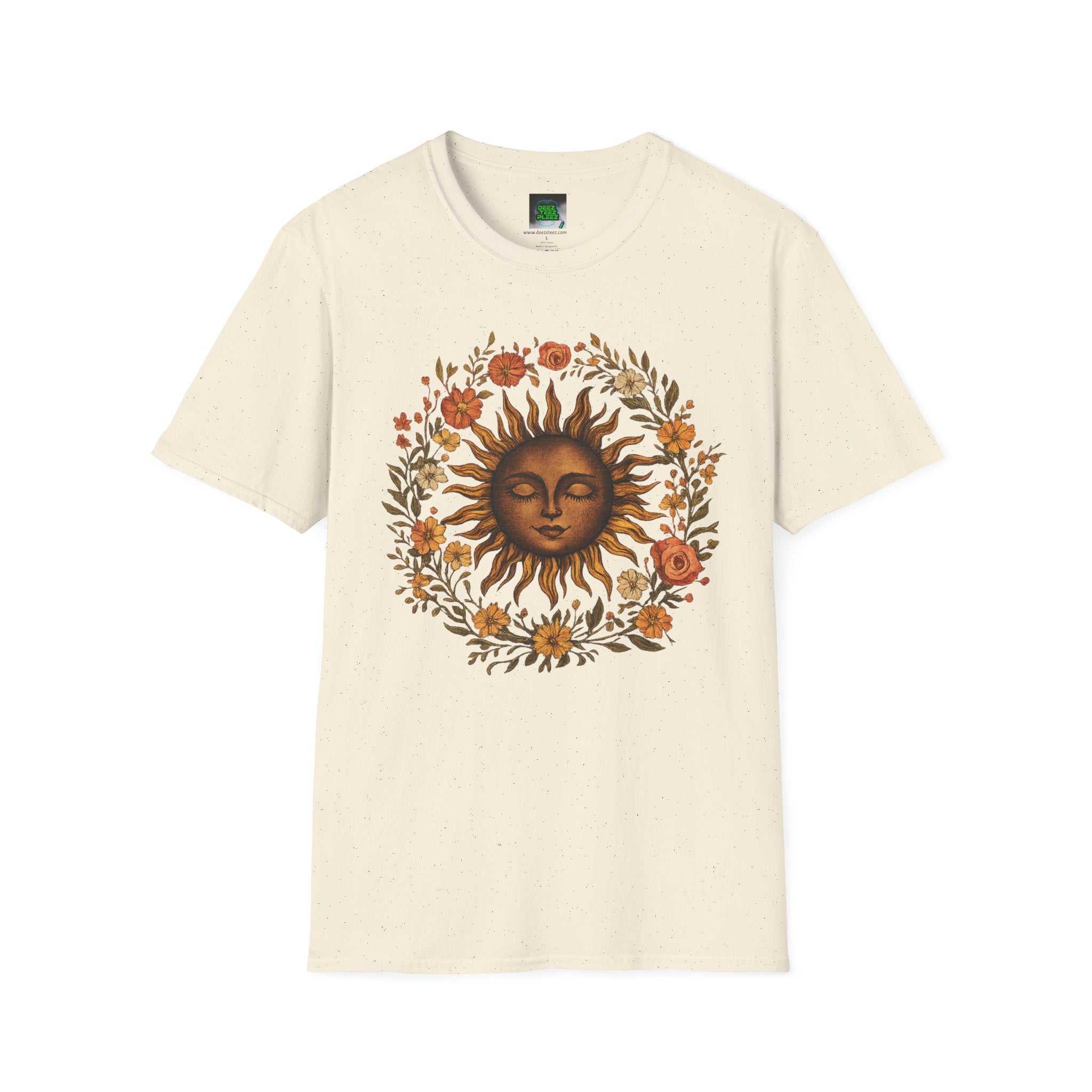Sunflower Sun T-Shirt — Vintage Boho Sun Face Floral Tee
