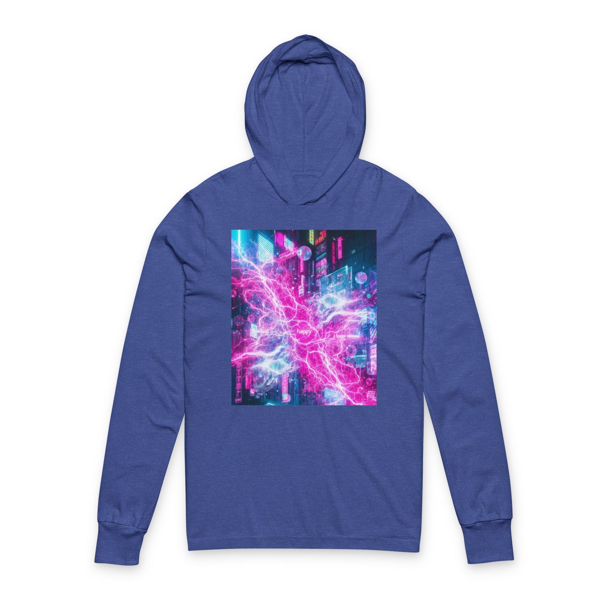 Nebula City Hooded Long Sleeve Tee — Painted Sky Cyberpunk Graphic