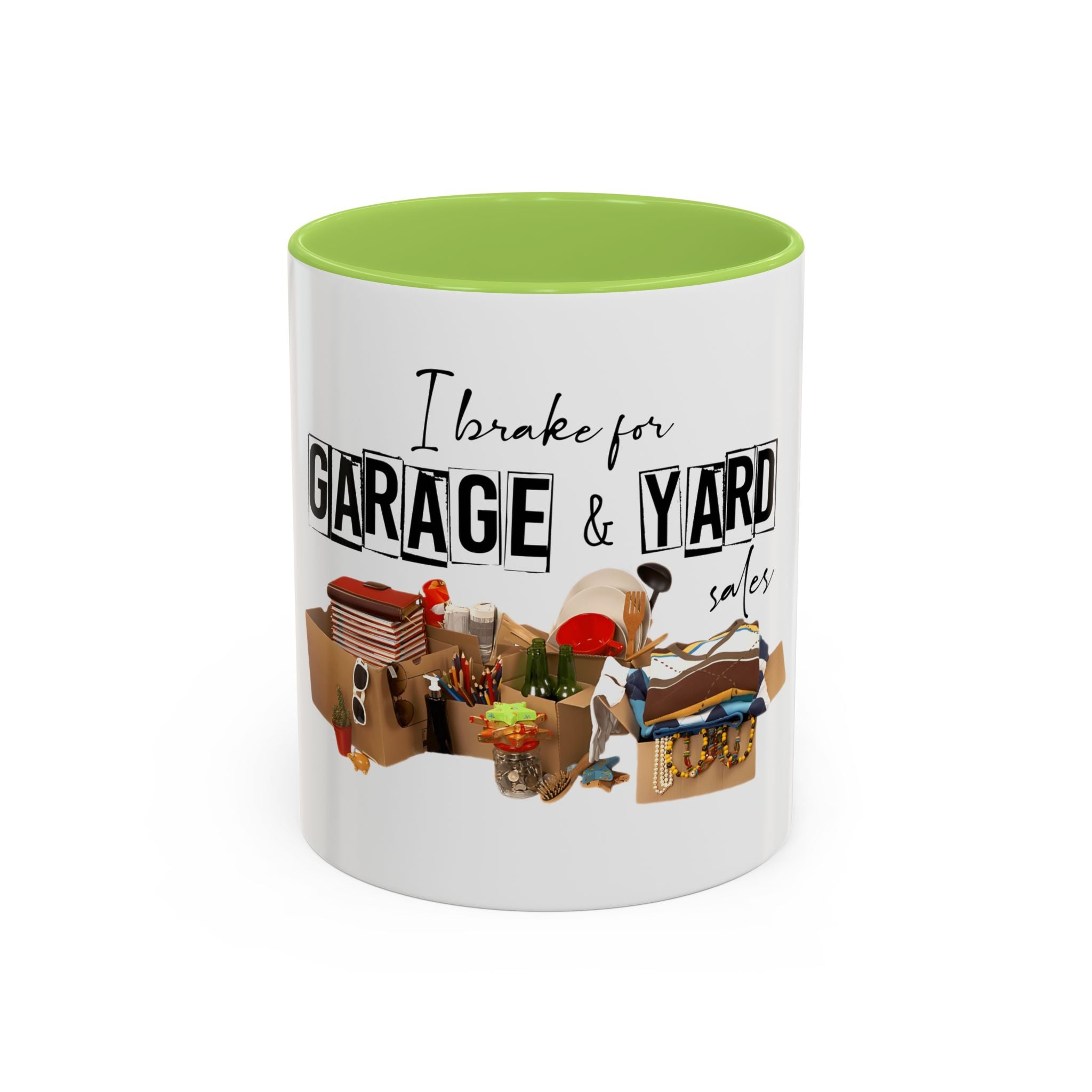 Garage & Yard Sale Coffee Mug — "I Brake for Garage & Yard Sales" Accent Mug