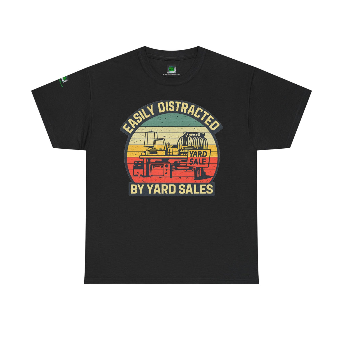 Yard Sale Vintage Tee — "Easily Distracted by Yard Sales" Graphic T-Shirt