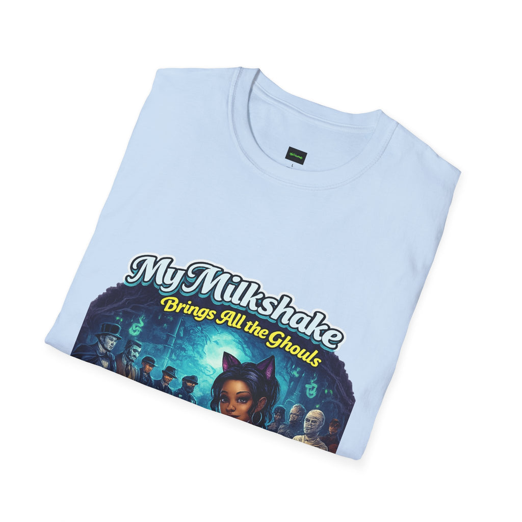 My Milkshake Brings All the Ghouls to the Yard T-Shirt — Retro Halloween Horror Tee