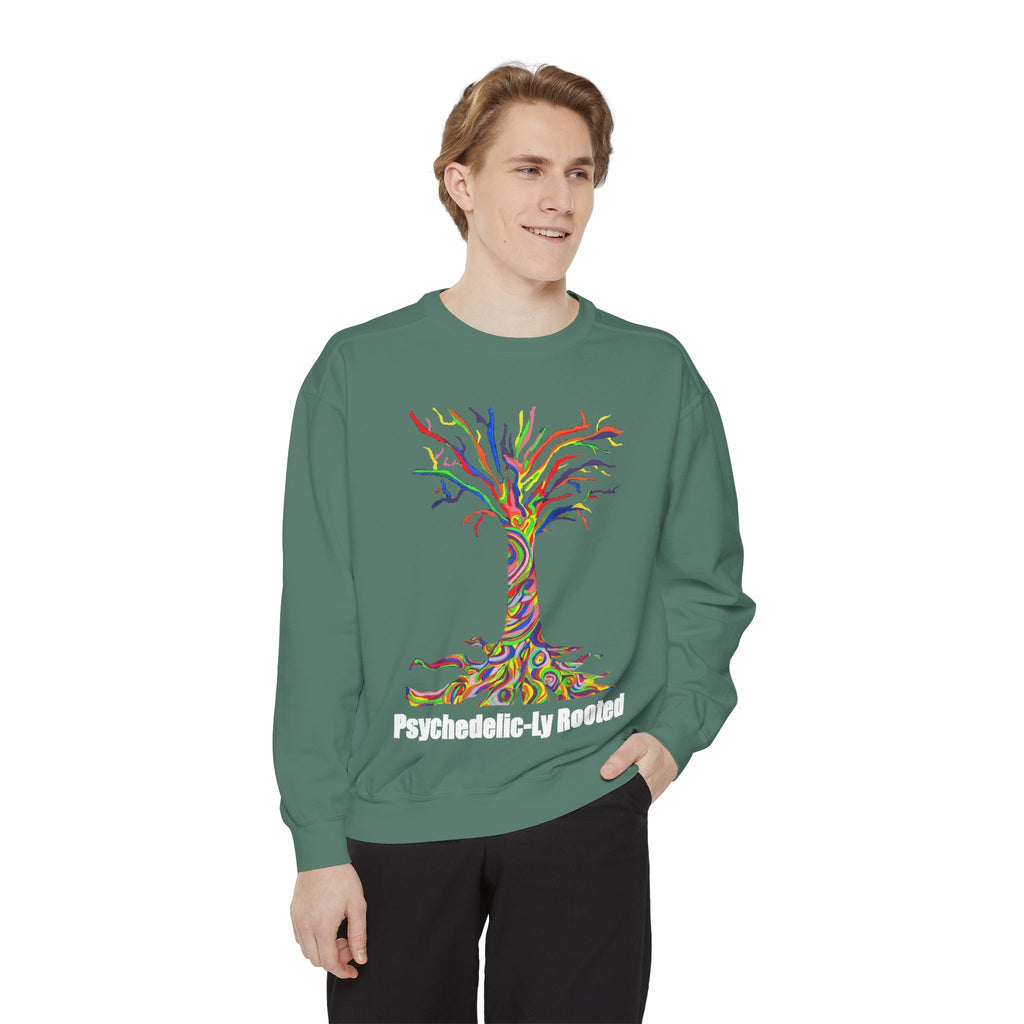 Psychedelic Tree Sweatshirt — "Psychedelic-ly Rooted" Colorful Graphic Crewneck