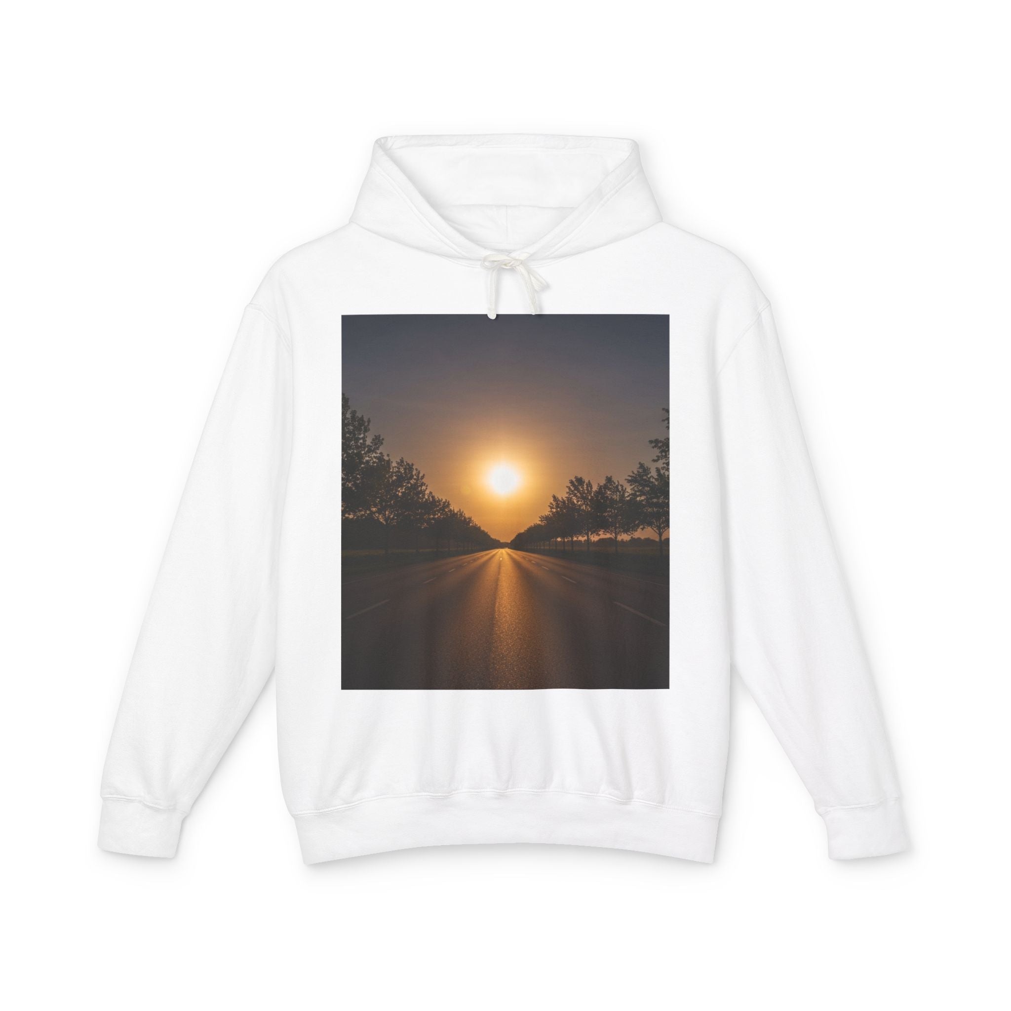 Sunset Vibes Hoodie — Scenic Sunset Road Graphic Hooded Sweatshirt