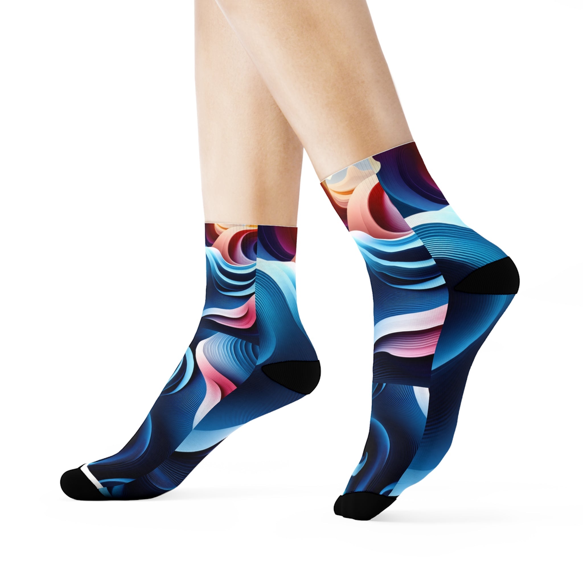 Abstract Wave Crew Socks - Fun and Vibrant Design