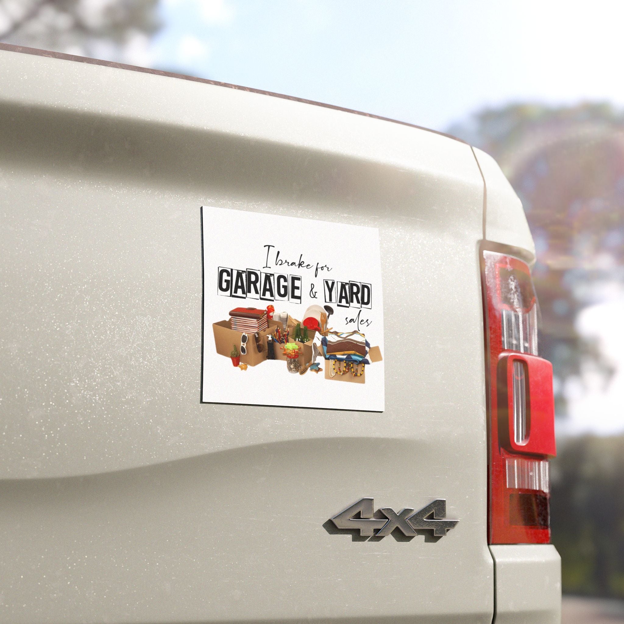 Car Magnet — "I Brake for Garage & Yard Sales" Vintage Flea Market Design